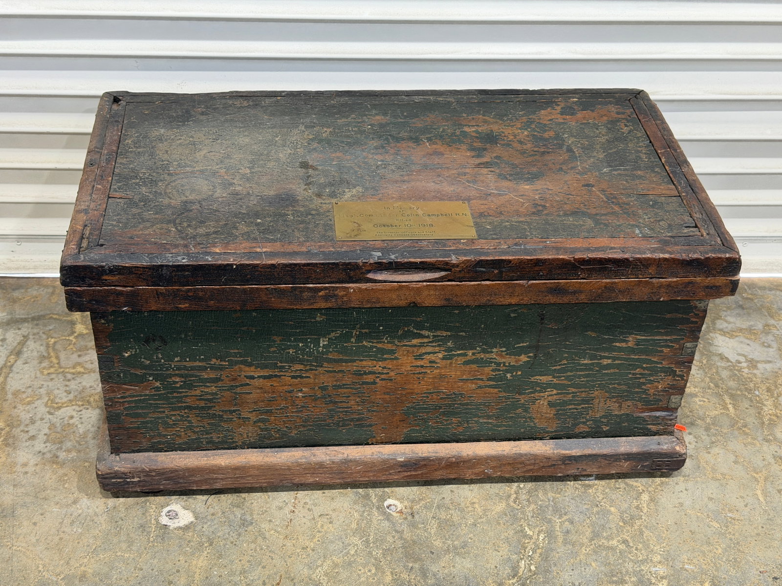 Antique Royal Navy Lieut. Commander Colin Campbell R.N. Trunk with Plaque, 18.5" x 34" x 17" (1 of 7)