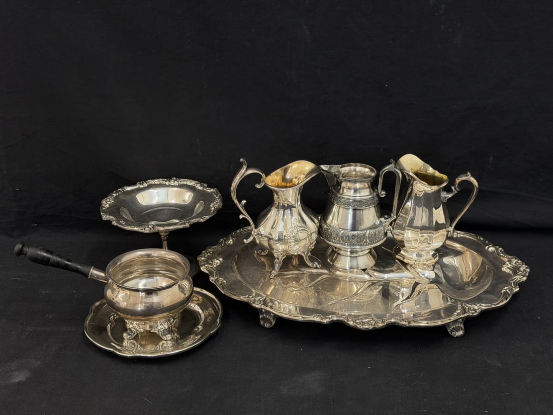 Asst Silverplated Creamers, Compote, Platter, Dish & More (1 of 10)