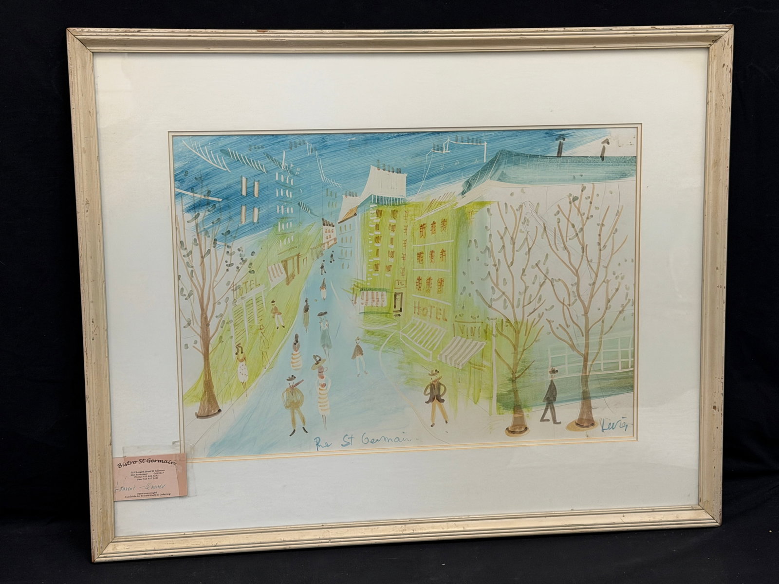 Charles Levier (1920-2004) Original Signed French Watercolor - Framed 24" x 29.5" (1 of 5)