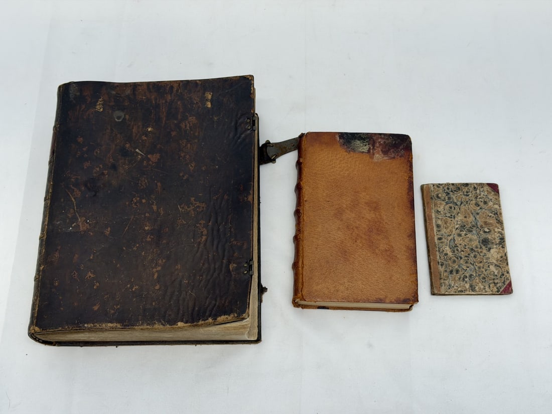 (3)Antique Books - 1849 German Martyrs Mirror, 1827 Sunday School, 1822 Metamorphosis (1 of 11)