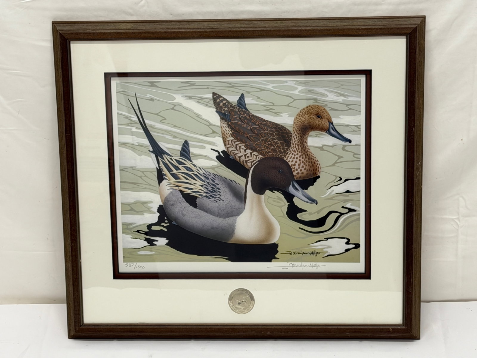 D.Nicholson Miller (1942-2023) Signed #d Limited Ed Lithograph Ducks Unlimited with Medallion (1 of 5)