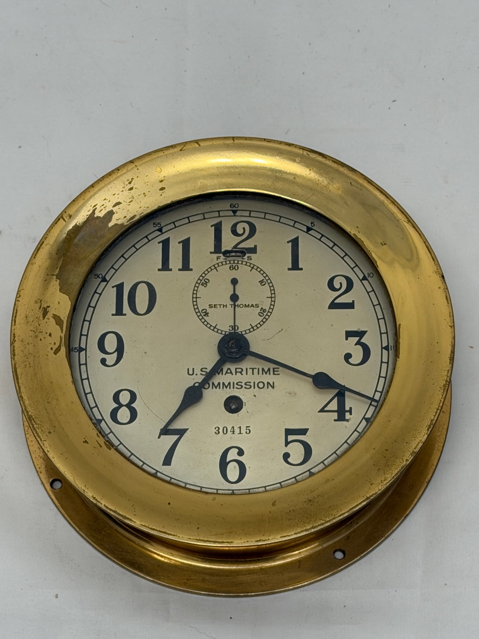 WWII US Maritime Commission Ship Clock by Seth Thomas 7.25" x 2.75" (1 of 5)
