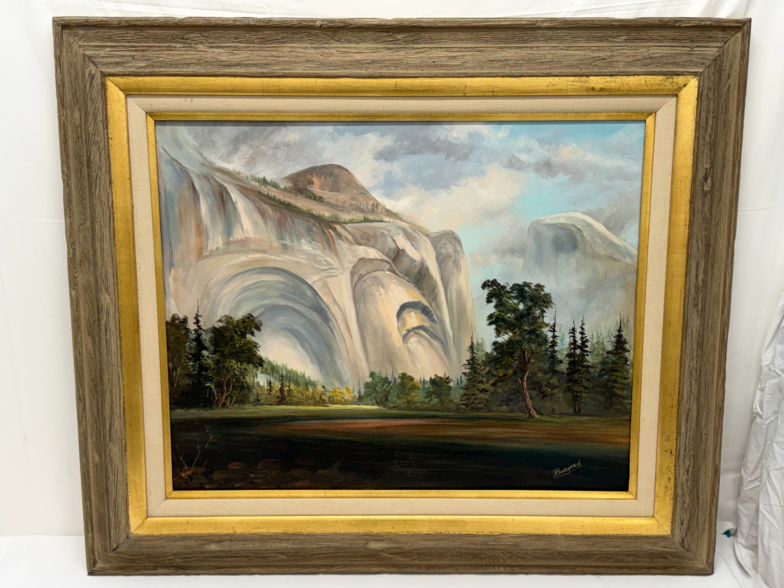 Oil on Canvas of Yosemite by 'Burgard' -Framed 35" x 41" , Sight 24" x 30" (1 of 5)