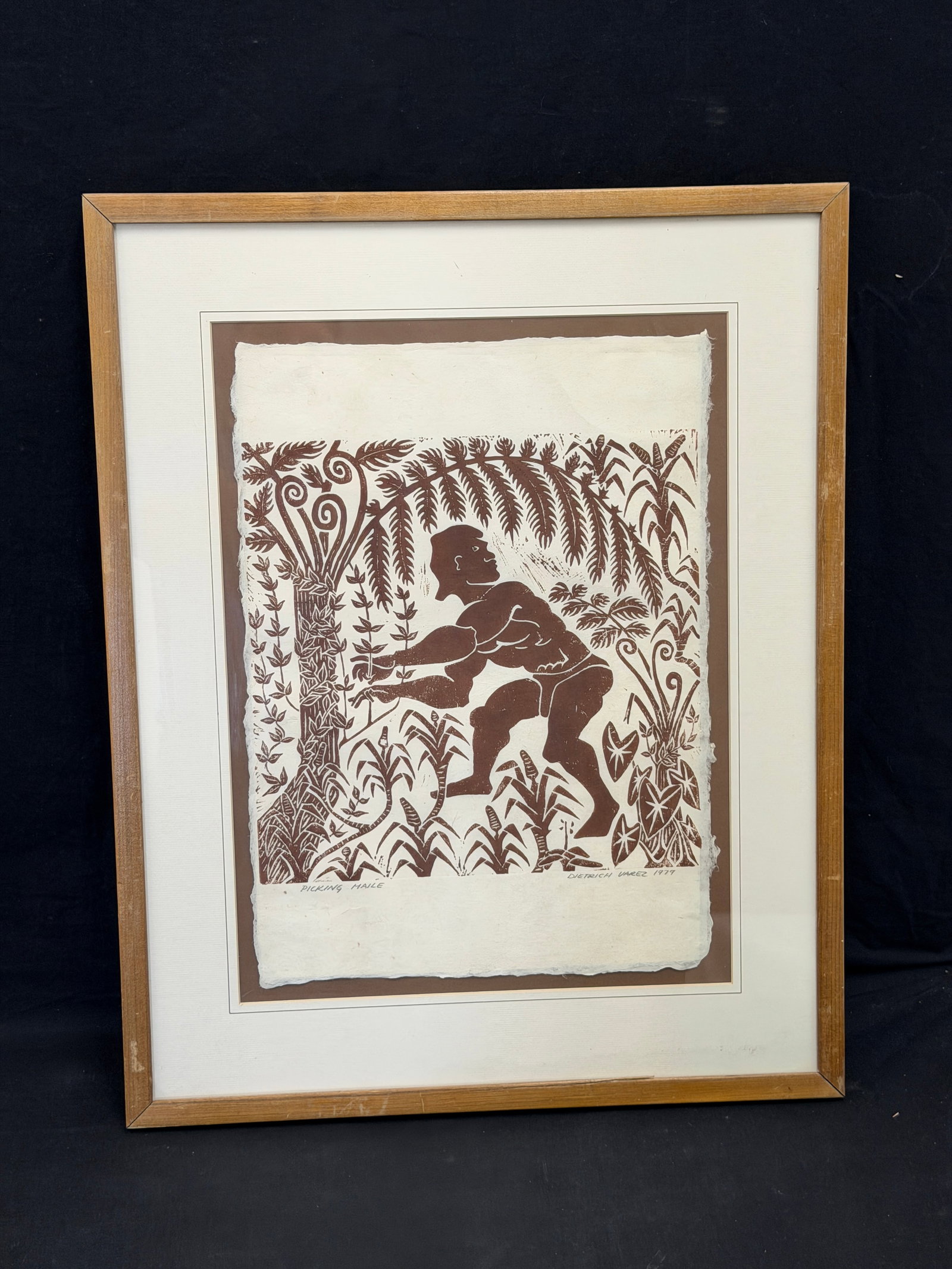 Dietrich Varez (1939-2018) Hawaiian Block Print, Signed - Framed 19.75" x 25" (1 of 4)