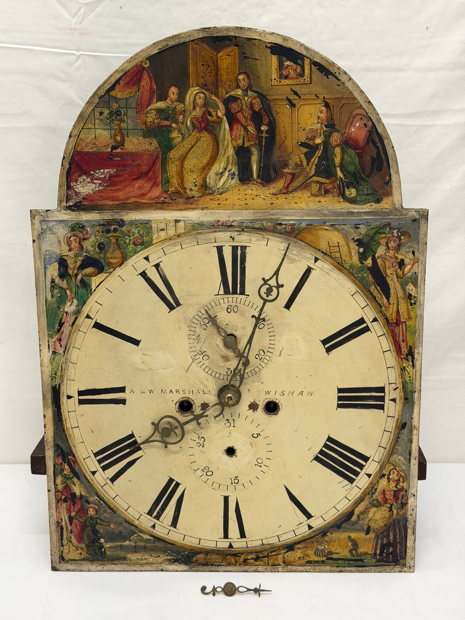 19thC Scottish A&W Marshall Wishaw Long Case Clock Dial 14" x 5" x 20"T (1 of 12)