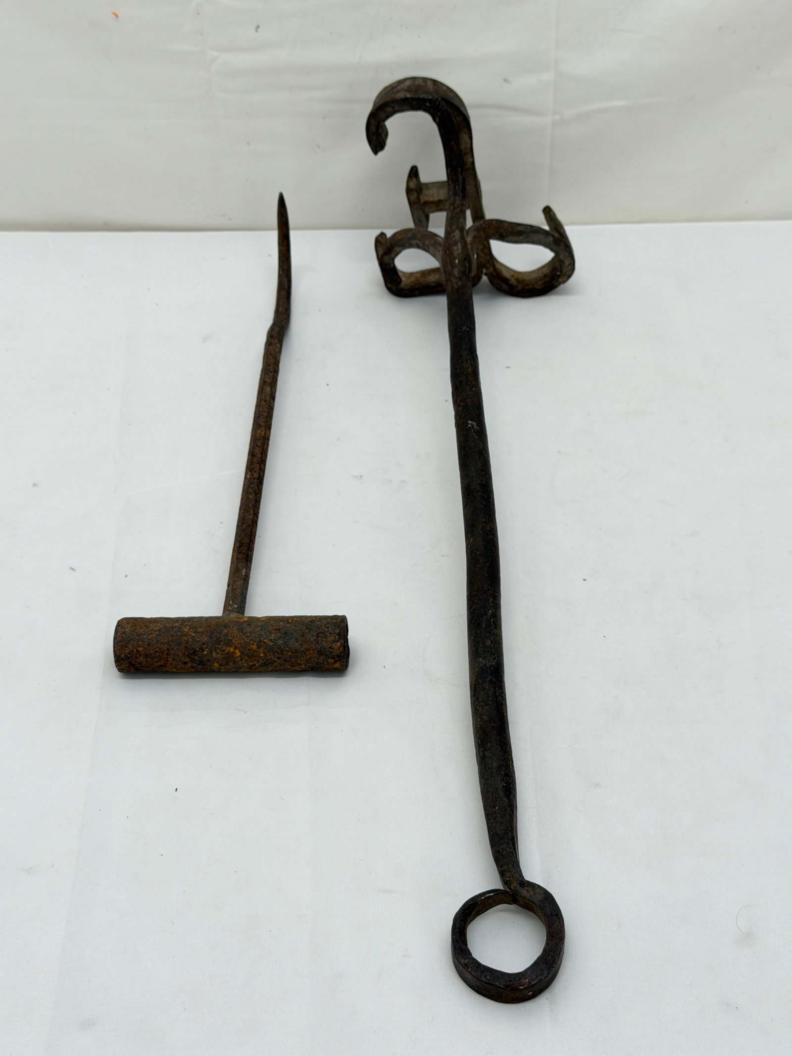 Primitive Farm Hay Hook + Antique Hand Crafted Branding Iron: Primitive Farm Hay Hook + Antique Hand Crafted Branding Iron