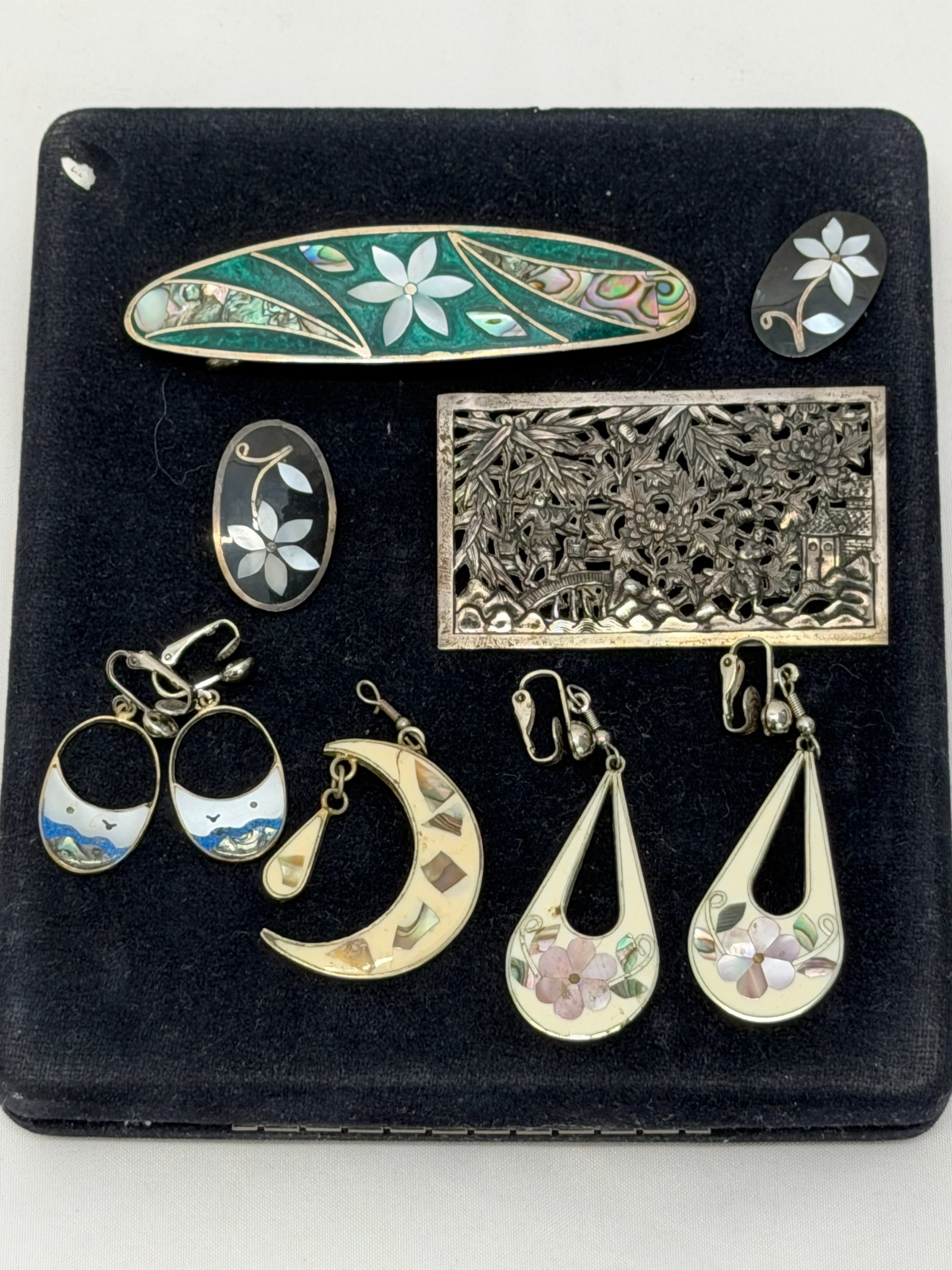 Lot of Mexico Silver Sterling Abalone Inlaid Jewelry (1 of 5)