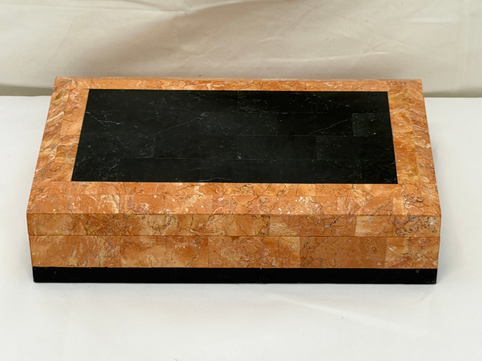 1970s Maitland Smith Tessellated Stone Lined Box 6.25" x 2.5" x 10.25" (1 of 6)