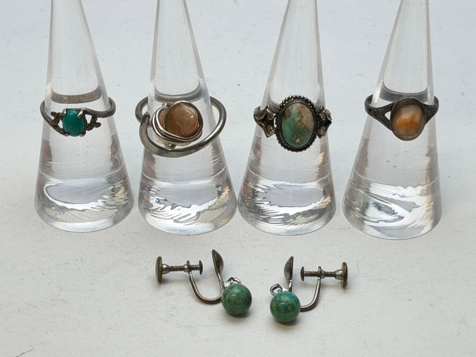 Vintage Sterling Silver Jewelry - Rings, Pr Earrings (1 of 6)