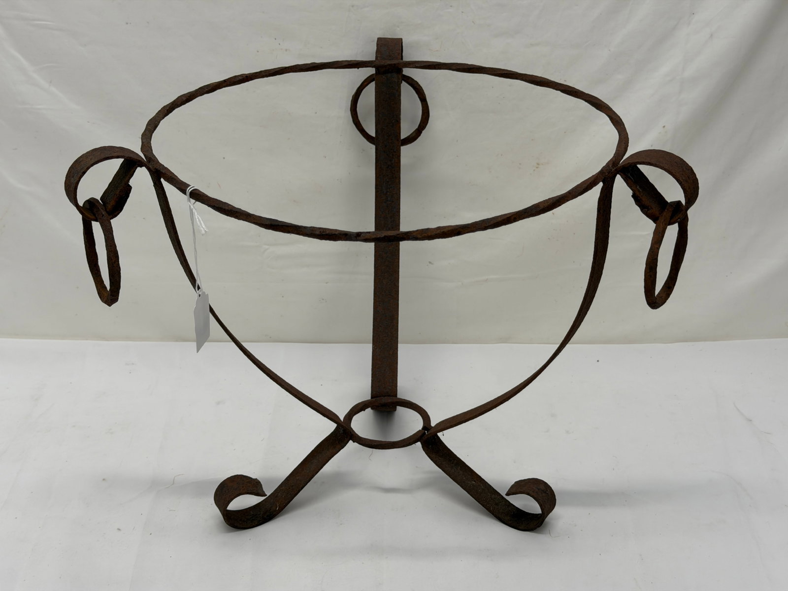 Antique Wrought Iron Plant Holder - Overall 17" x 17" x 13" , Planter Size 14": Antique Wrought Iron Plant Holder - Overall 17" x 17" x 13" , Planter Size 14"