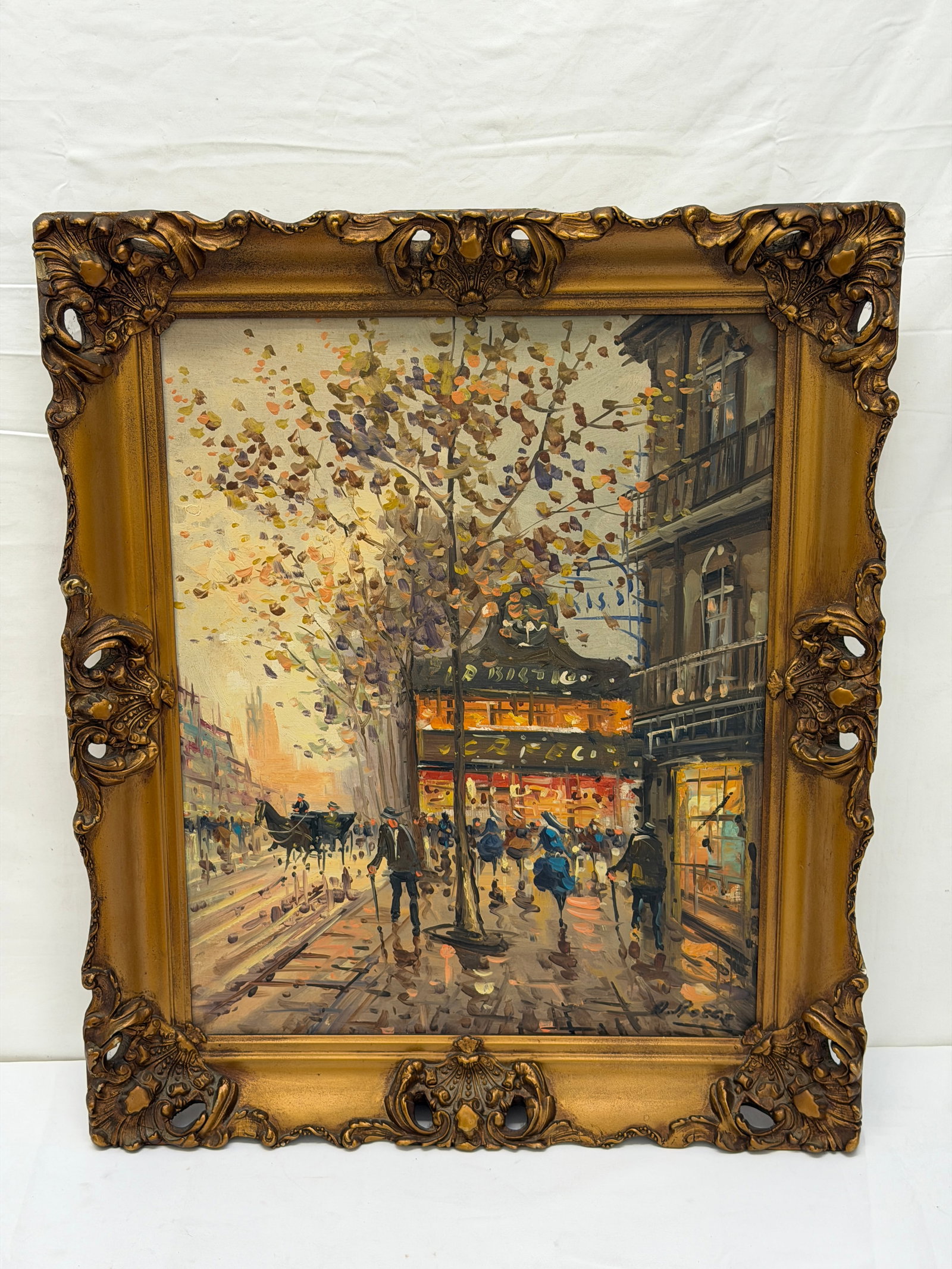 A.Rocca Signed Oil on Canvas of Paris Street Scene - Framed 20.5" x 24.5", Signed 16" x 20" (1 of 7)