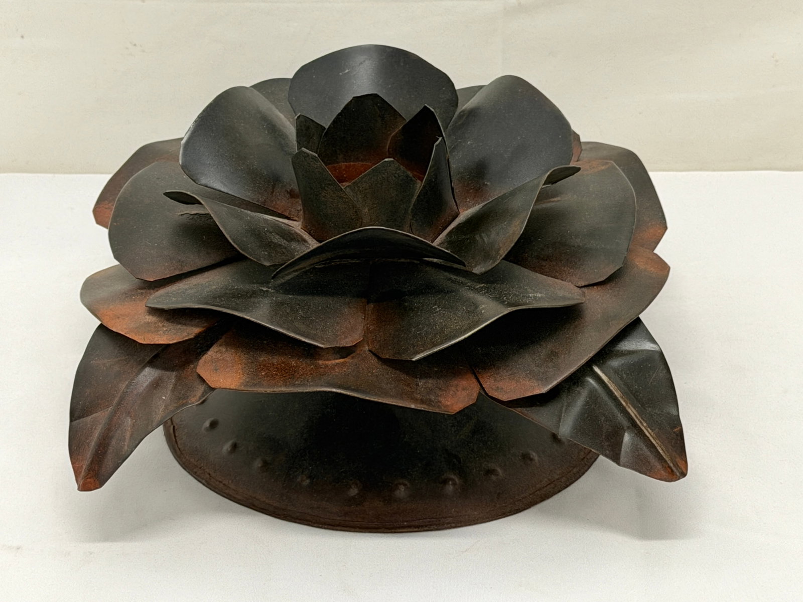 Jan Barboglio Hand Forged Iron Lotus Flower Candle Holder 11" x 6" (1 of 3)