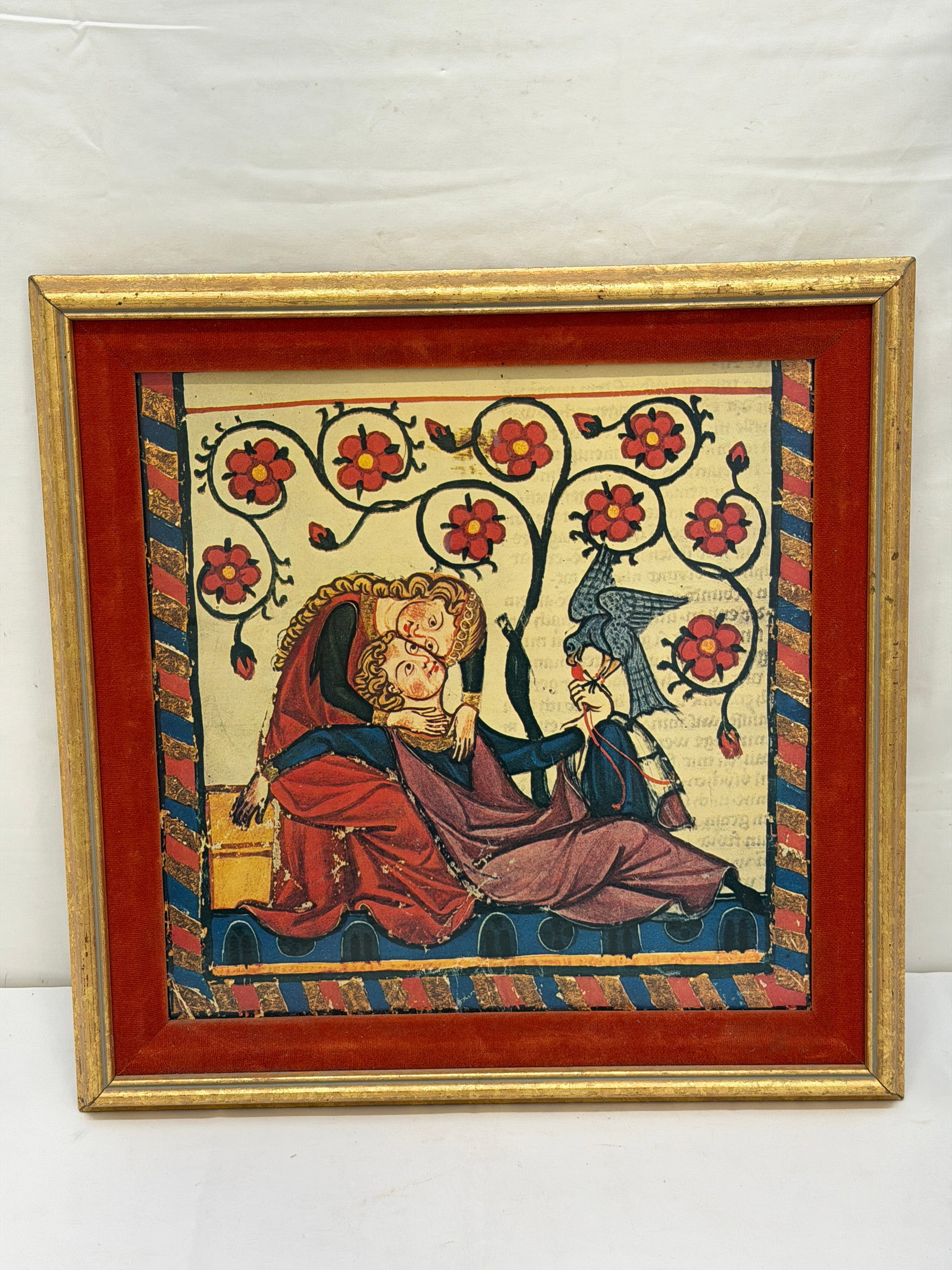 Codex Manesse "Reclining Lovers" Print - Framed 15" x 15" (1 of 1)