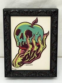 Signed #d Disney Limited Ed. Art "Dave Quiggle Poison Apple" , Framed 7.5" x 9.5": Signed #d 81 / 195 - Dave Quiggle was one of the first Wonderground Gallery Artists in the Downtown Disney district. Quiggle first rose to prominence in the Hardcore Punk scene creating Album covers, 