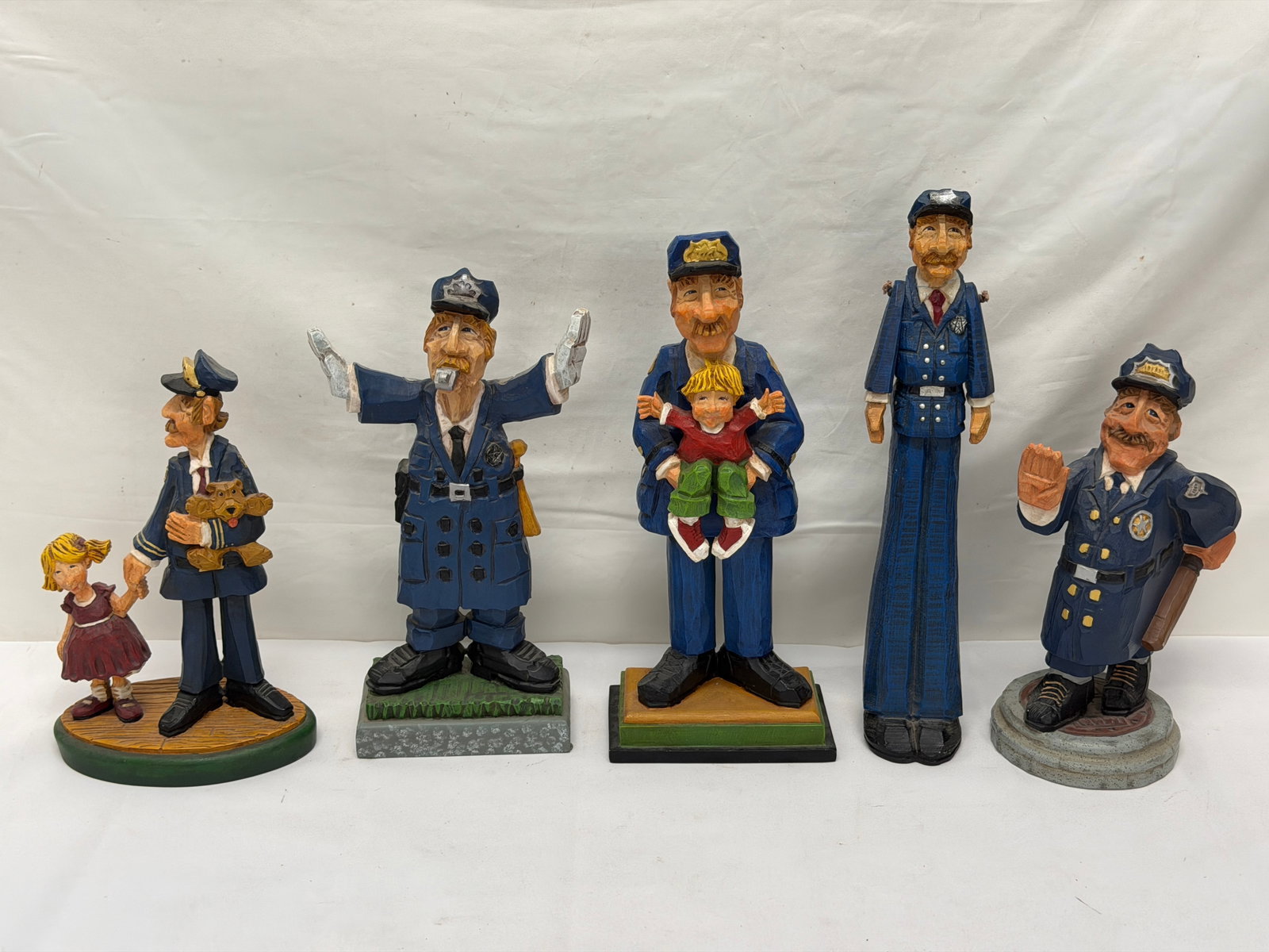 (5)Wooden Policemen Figures by David Frykman - Various Sizes / Styles 9"T - 12.5"T (1 of 10)