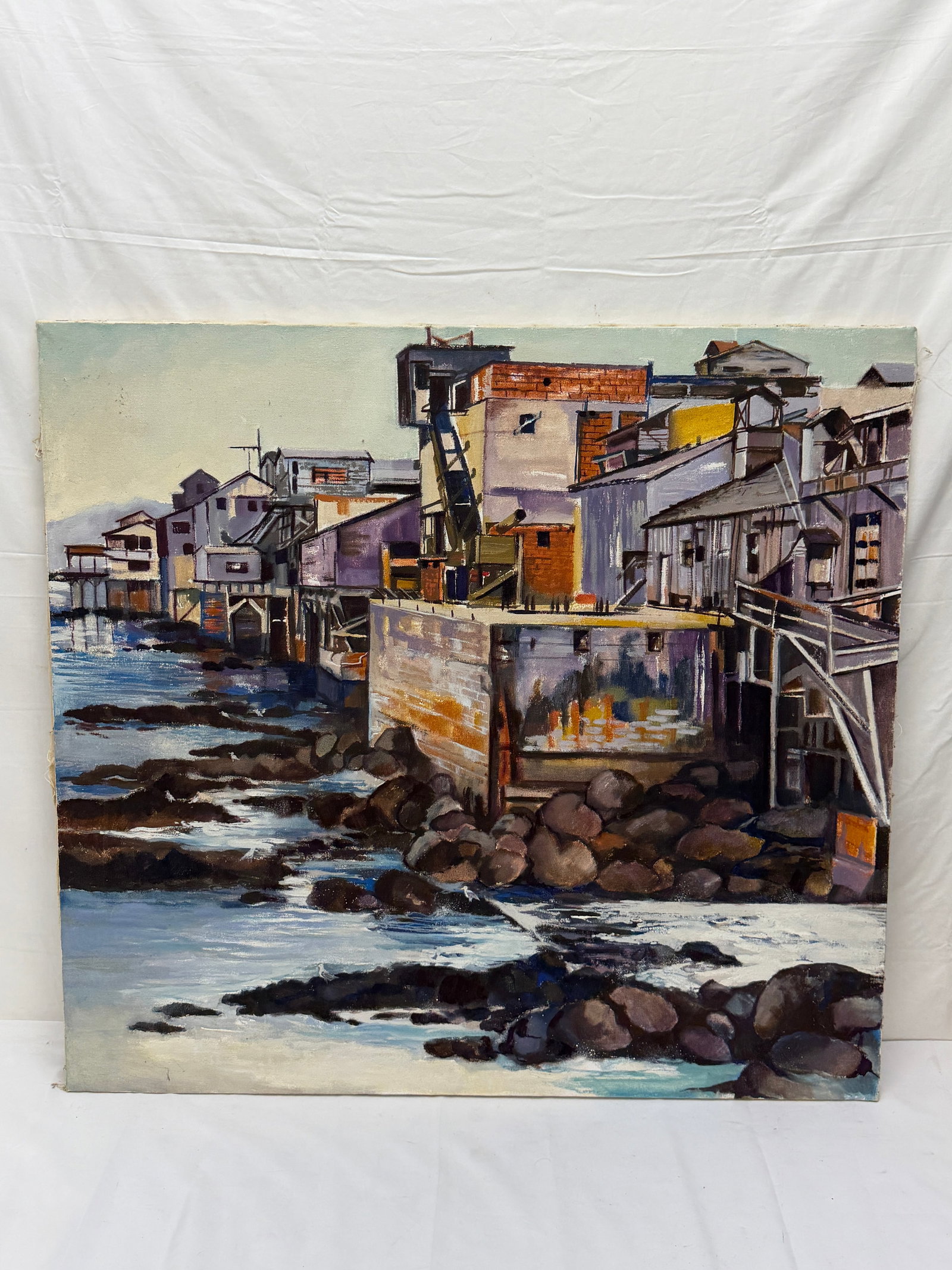Patricia Rader (1939-2022)Oil on Canvas "Cannery Row" - 33" x 35.5" (1 of 2)