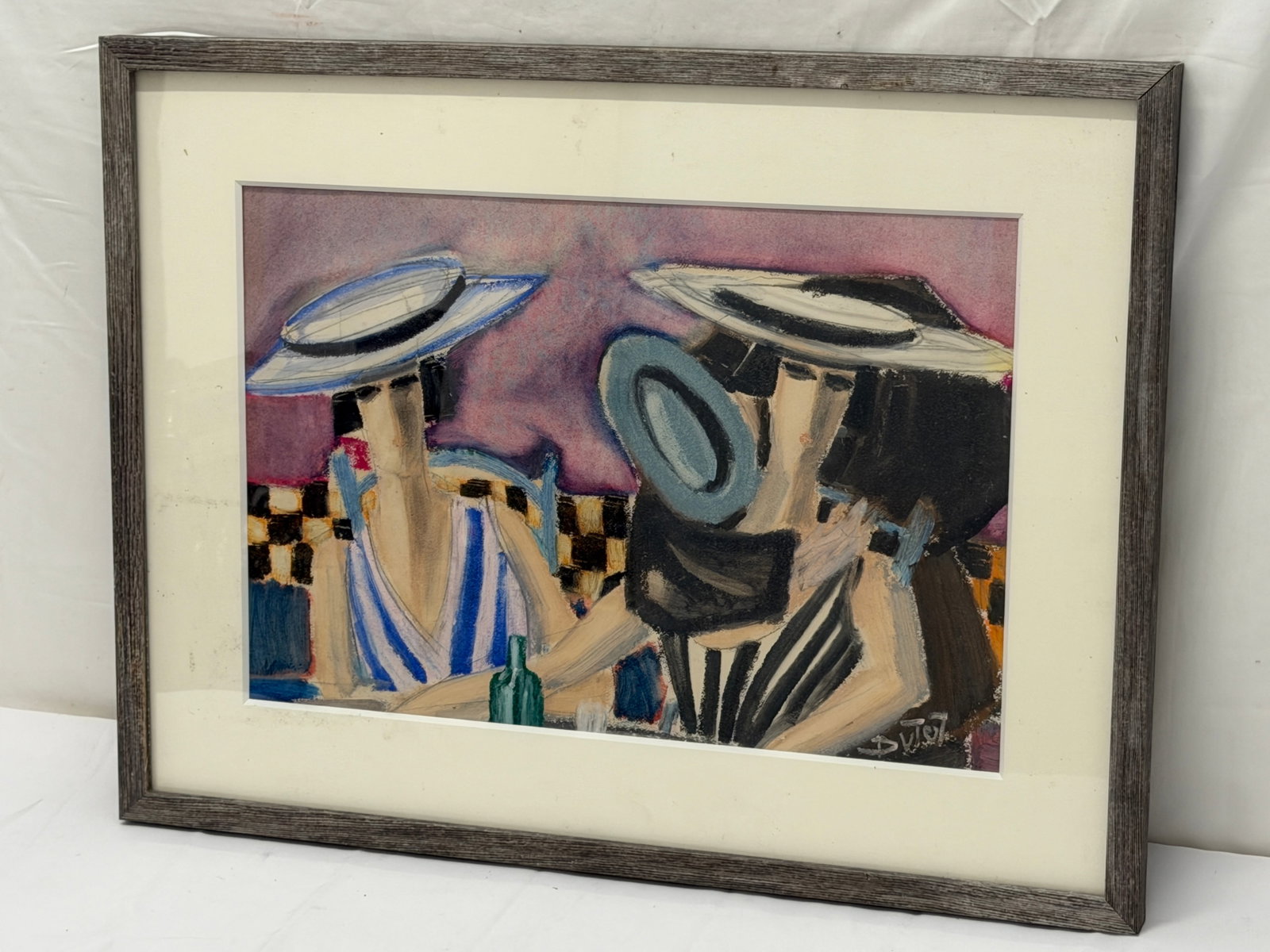 Bruno Dutot Original Signed Pastel - Framed 19.25" x 25.25": Originally bought from Bruno in Paris before relocating to Australia / New Zealand