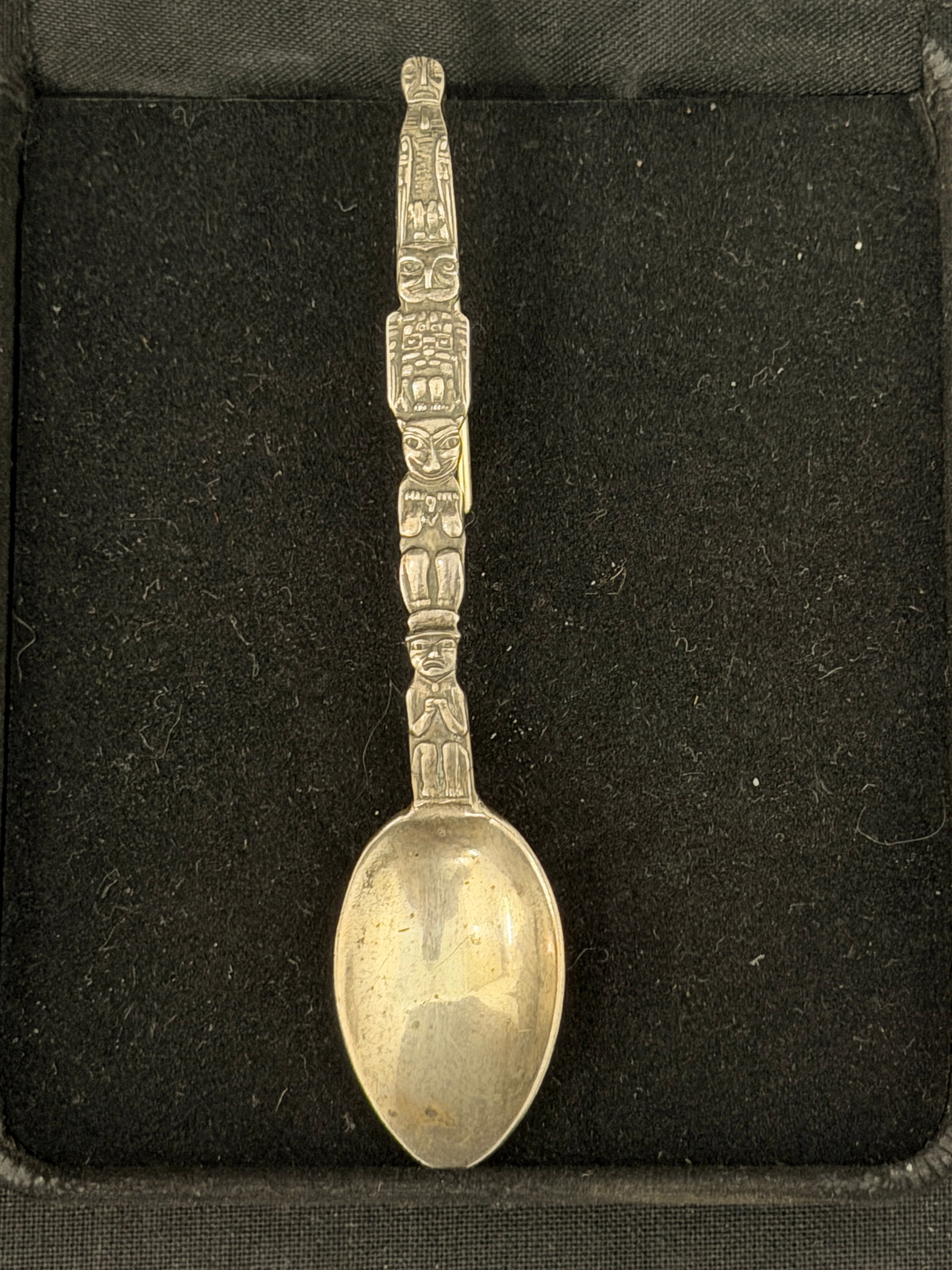 Sterling Silver Alaska Indian Totem Pole Spoon Pin, 3.5"L , TW 7.43g (1 of 4)