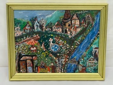 Outsider/ Primitive Original Acrylic on Board - Titled ''Wonderland'' by Hector Zabala, 15'' x 12'' (1 of 4)