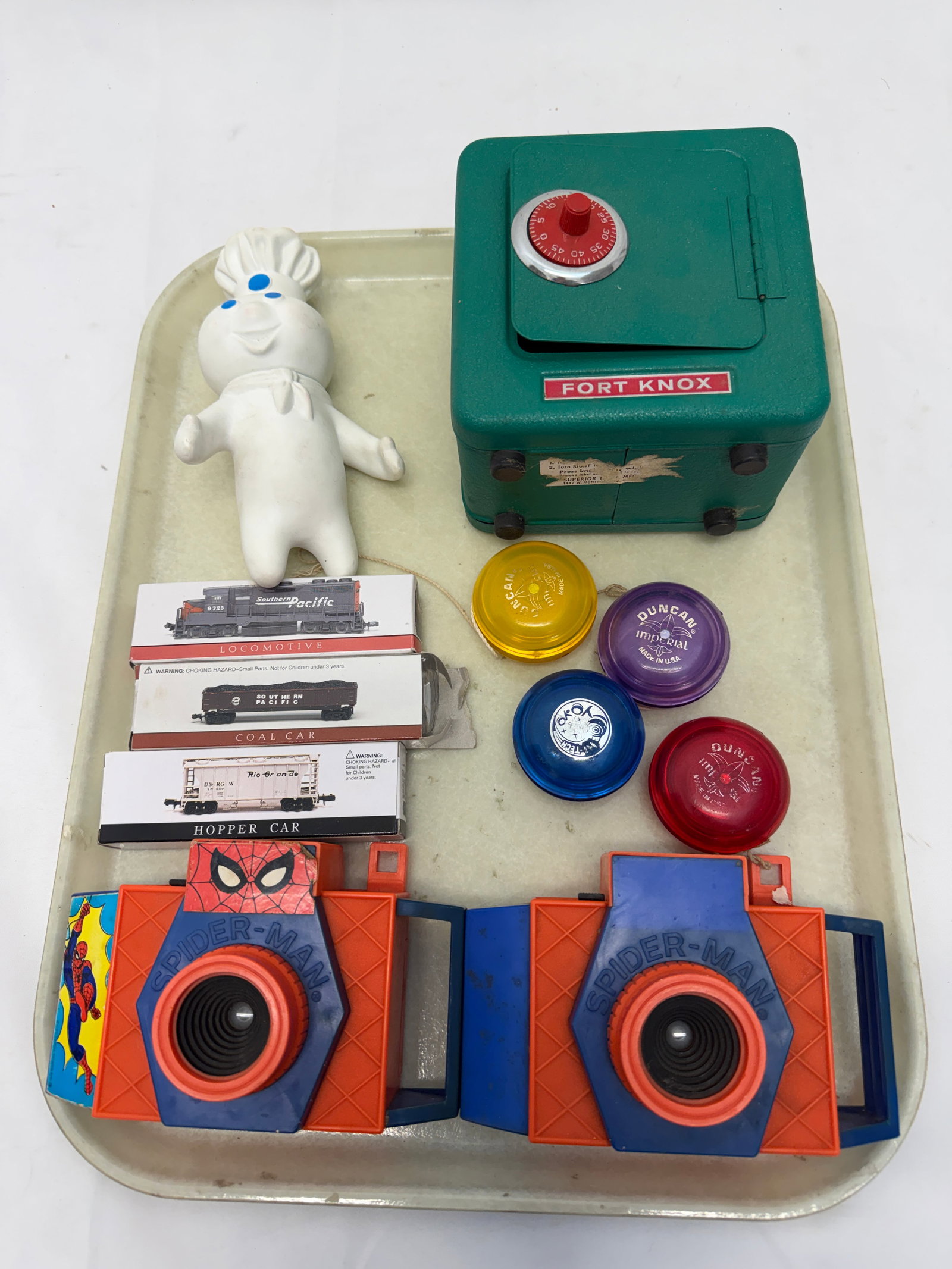 1978 Spiderman 35mm Cameras, Duncan yo-yos, Trains, Safe (1 of 5)