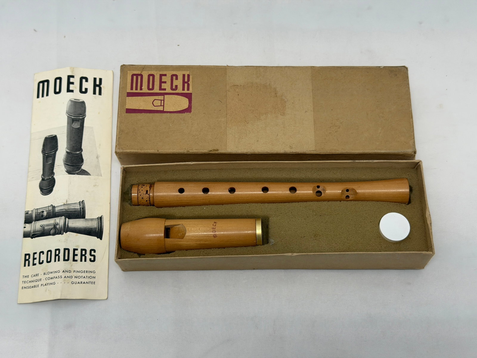 Vintage German Moeck Maple Wood Recorder with Original Box & Paper (1 of 3)