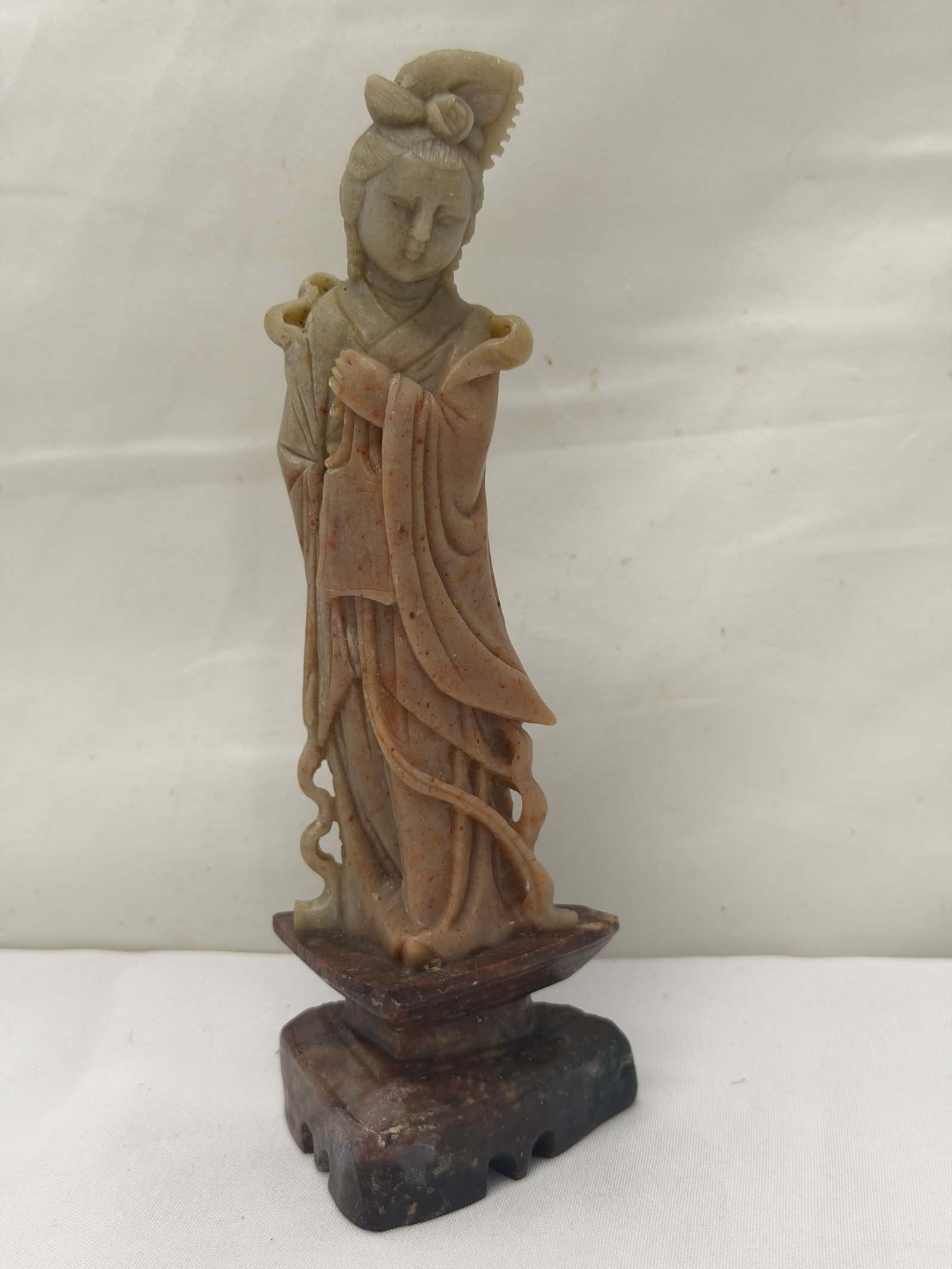 Carved Guanyin Soapstone Figure 6"T (1 of 4)