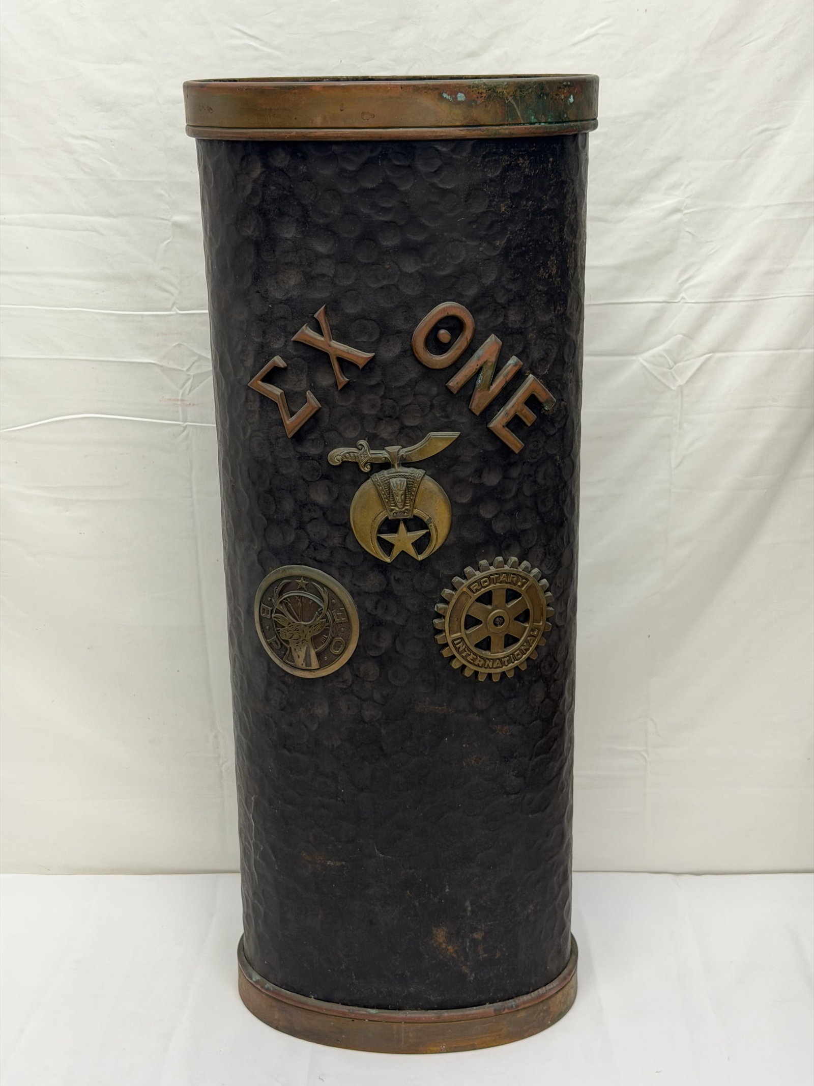 Hand Hammered Copper / Brass Fraternal Container 12" x 7.75" x 30.5" (1 of 6)