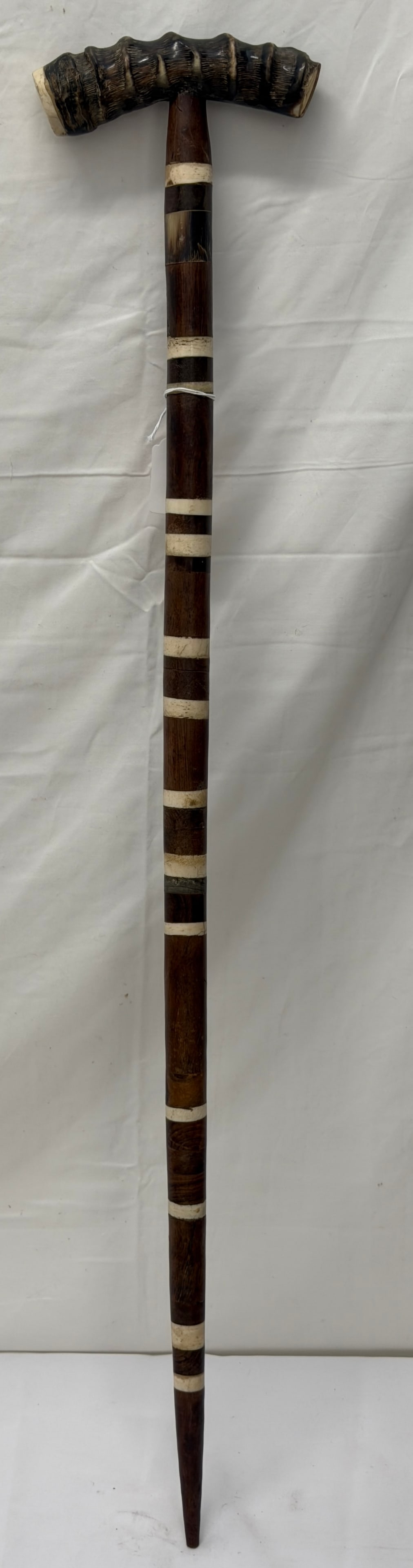 Antique Bone & Wood Walking Stick Cane made by Sailor - 32"L with 5.5"L Handle (1 of 6)