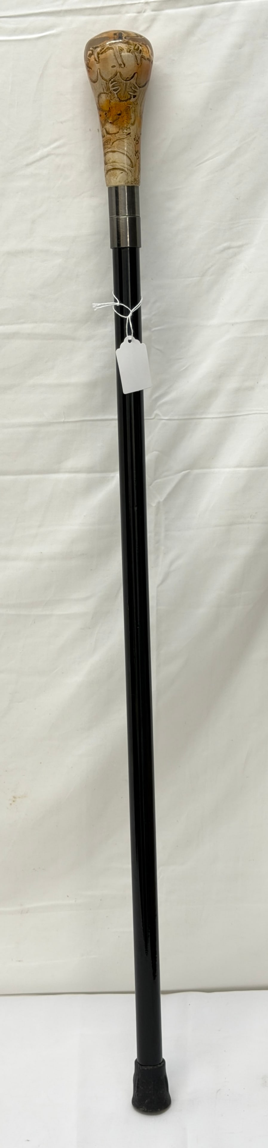 Deer/ Buck Glass Top Walking Stick Cane with Wooden Shaft 35.25"L: Deer/ Buck Glass Top Walking Stick Cane with Wooden Shaft 35.25"L