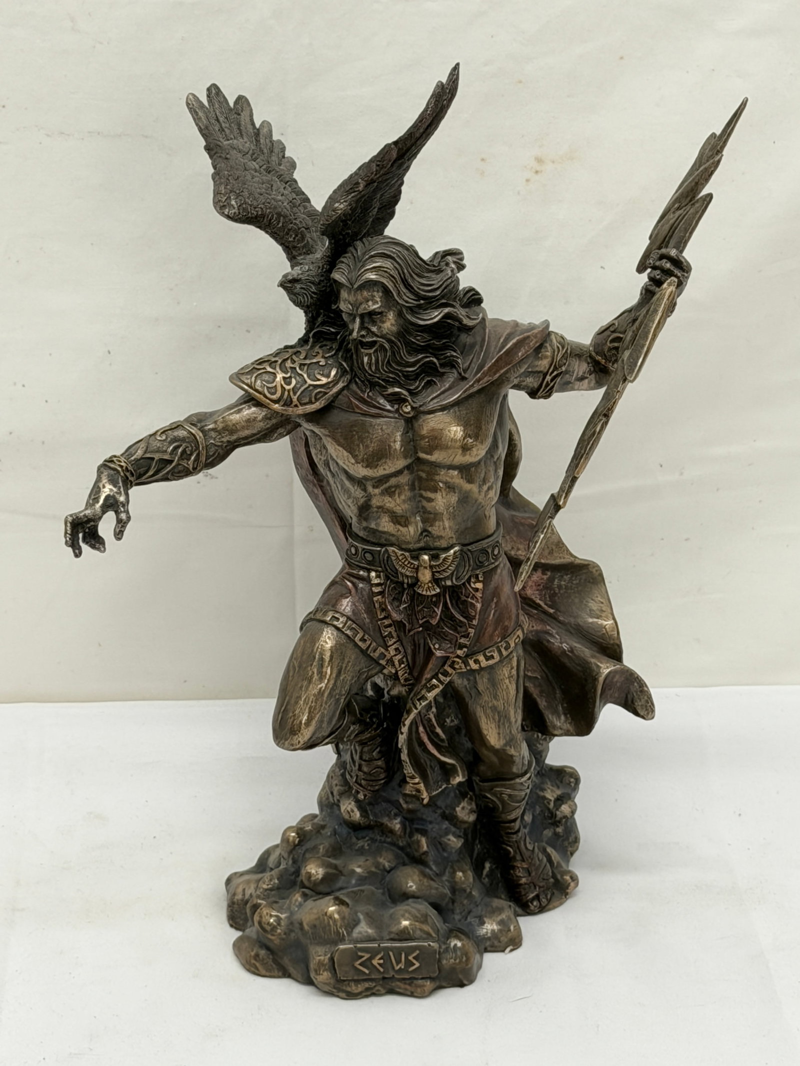 Zeus Statue Resin Hand Painted with Bronze Polish 12"T (1 of 6)