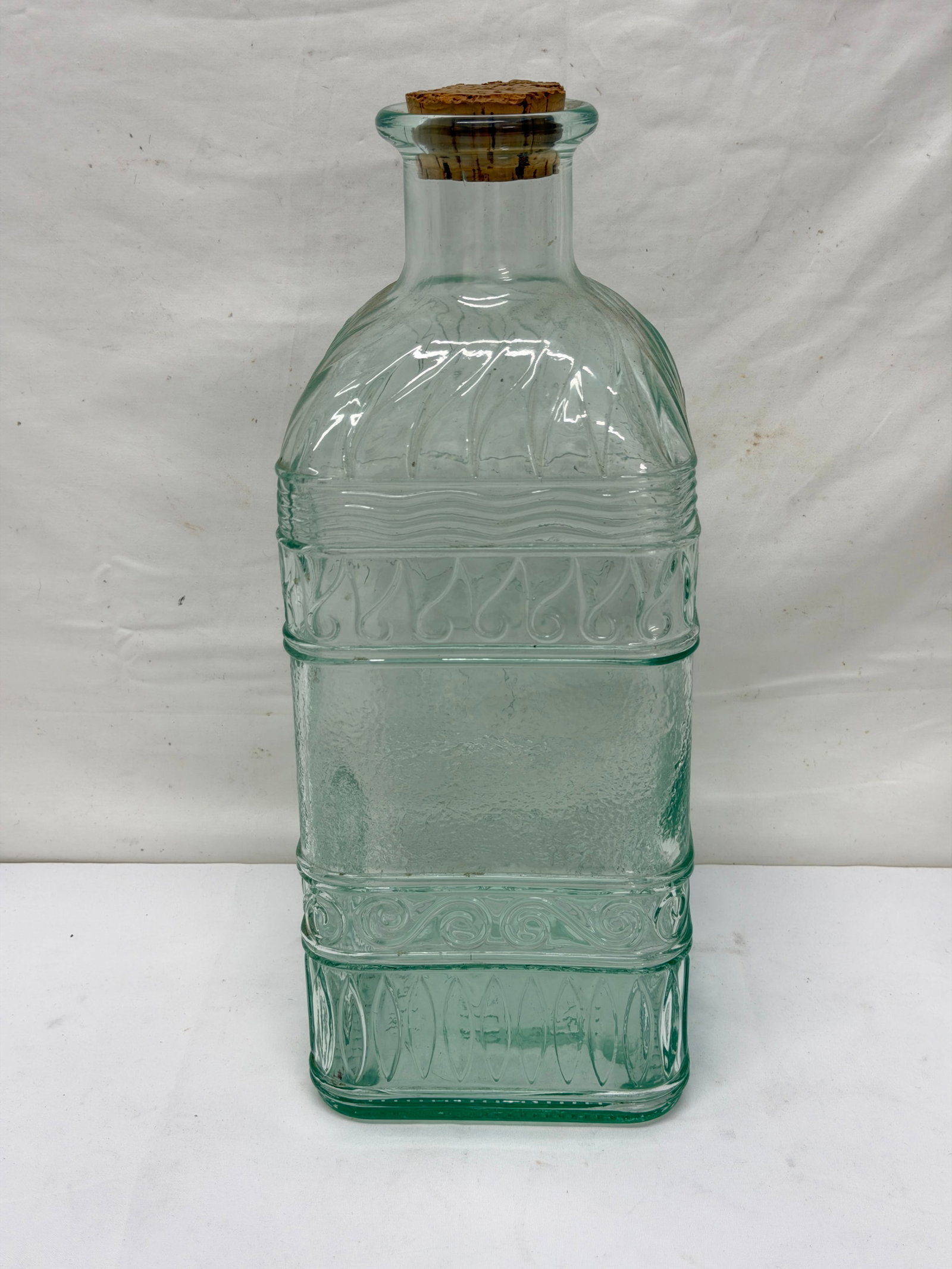 Large Italian Embossed Bottle with Horse Carriage Scene 6" x 6" x 15.5" (1 of 4)