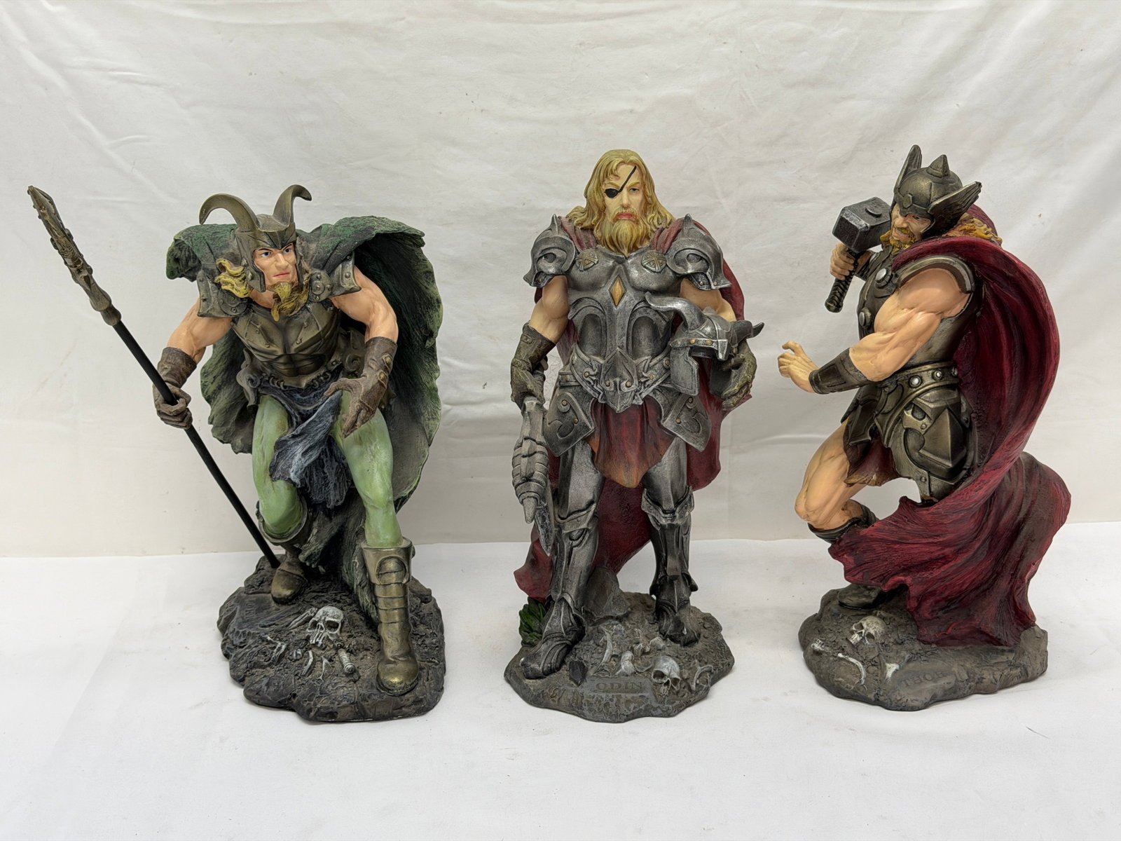 Norse Hand Painted Mythology Resin Figures - Thor, Odin, Loki - All 14"T (1 of 11)