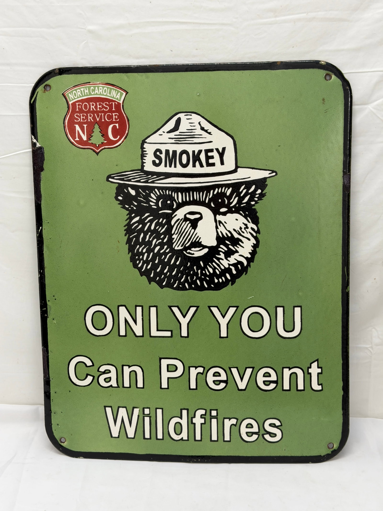 Smokey The Bear Forest Service Enamel Sign 19" x 24" (1 of 3)
