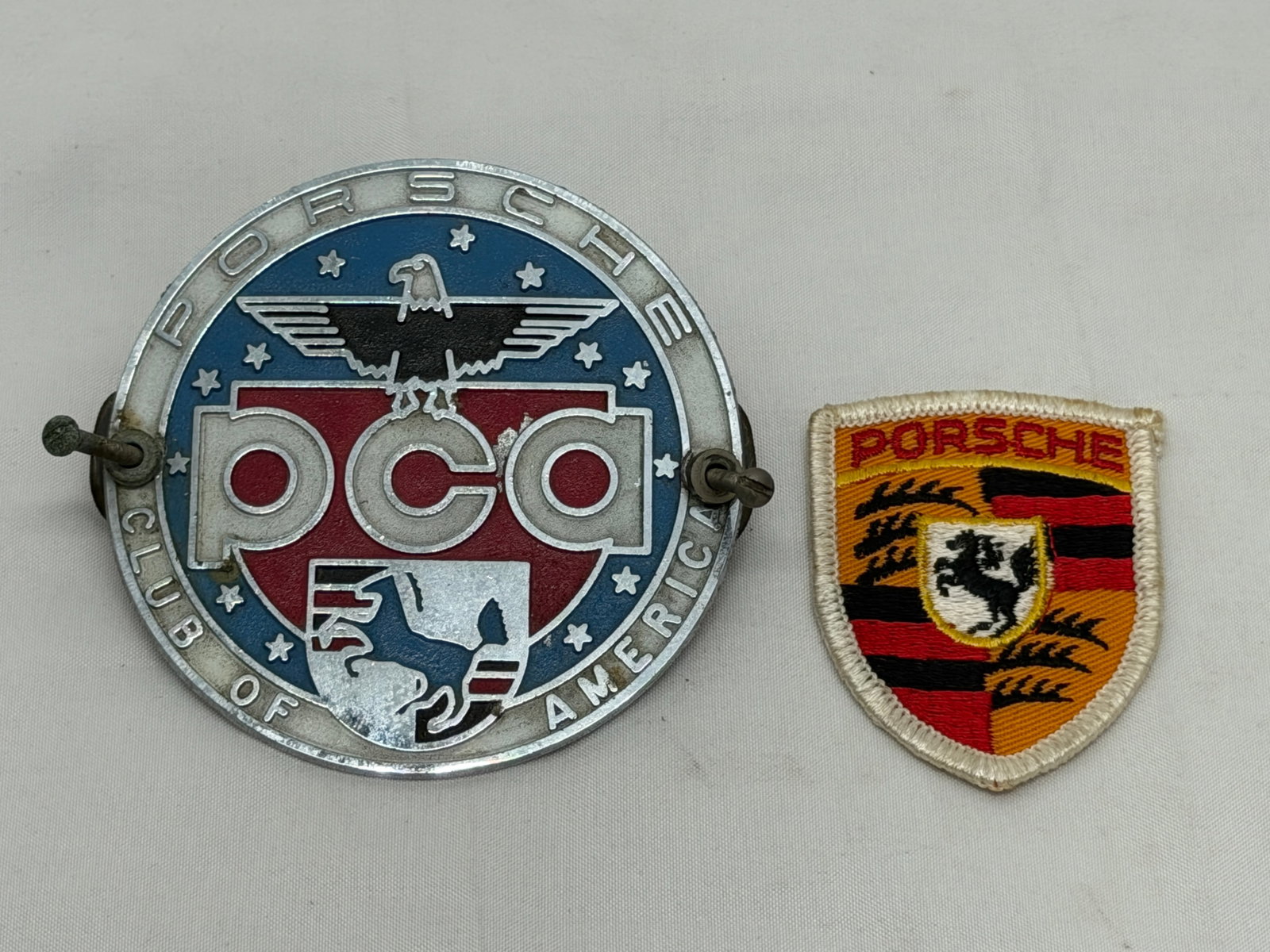 Vintage Porsche Club of America PCA Raised Cast Enamel Emblem, Patch (1 of 2)