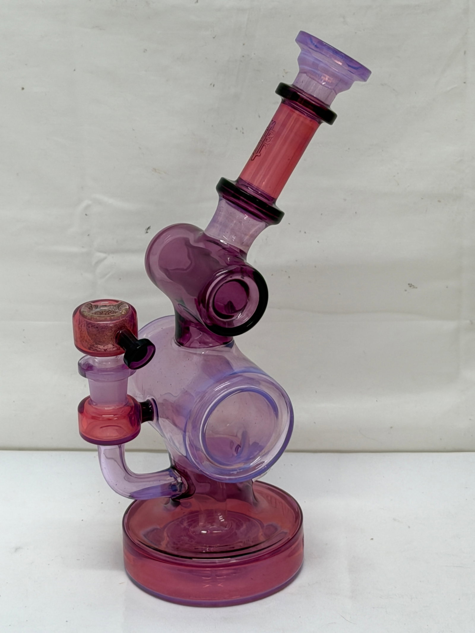 Evol Empire Eclipse Stack Art Water Pipe / Bong 11.5"T: Marked / Engraved Evol Empire in Purple / Lavender Color