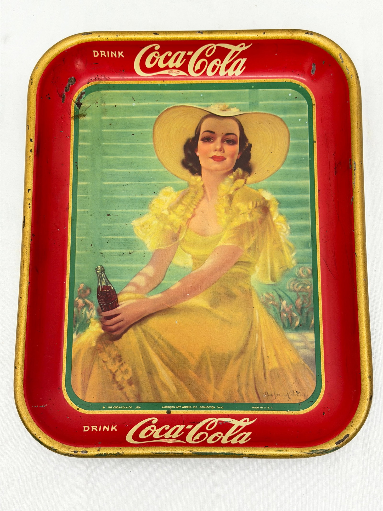 1938 Coca-Cola Lithograph Tin Tray 10.5" x 13.25" (1 of 5)