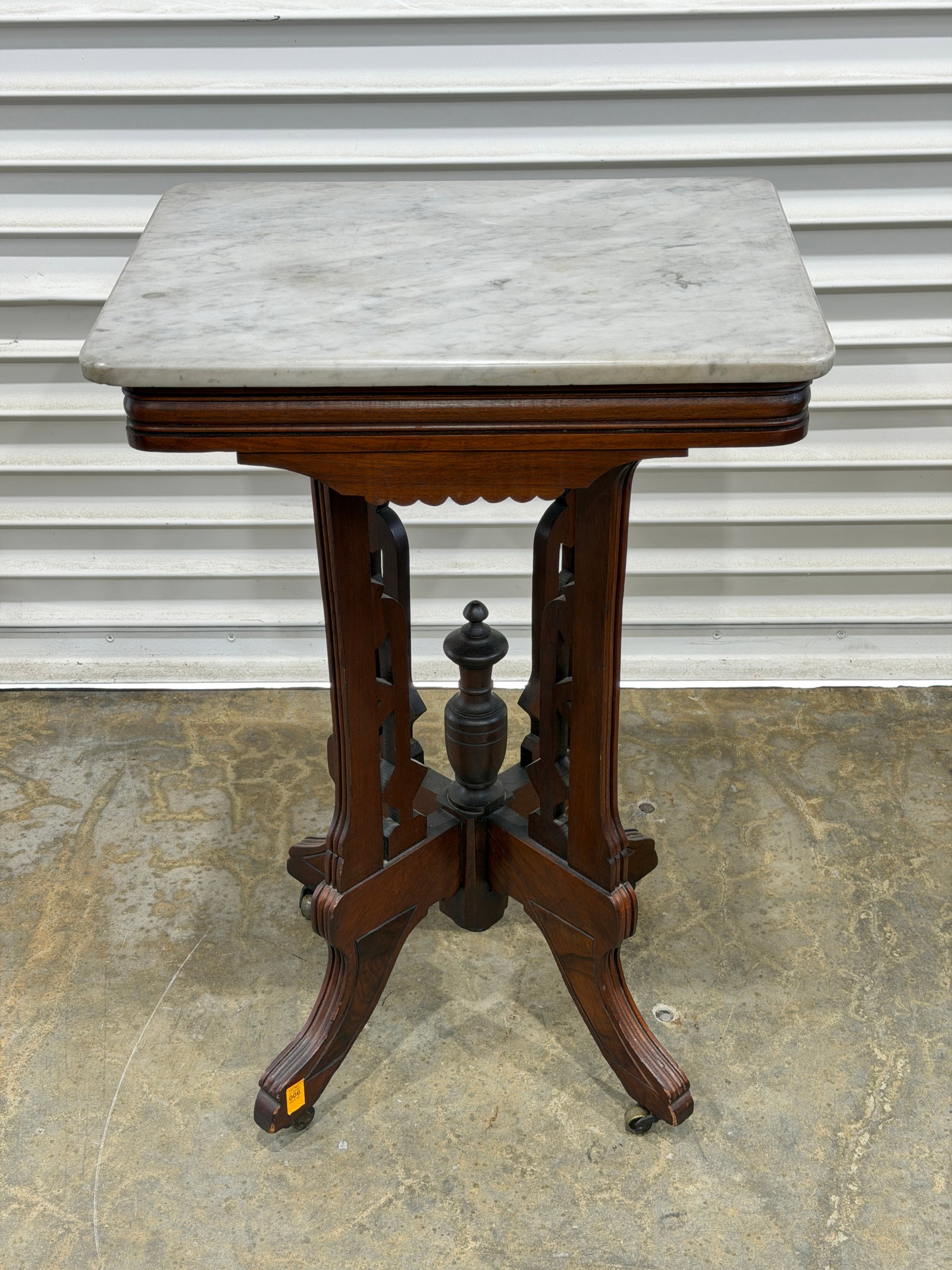 Victorian Eastlake Walnut Parlor / Side Table with Marble Top - 20" x 15" x 29.5": Victorian Eastlake Walnut Parlor / Side Table with Marble Top - 20" x 15" x 29.5" (Pick Up or Arrange Own Shipping)
