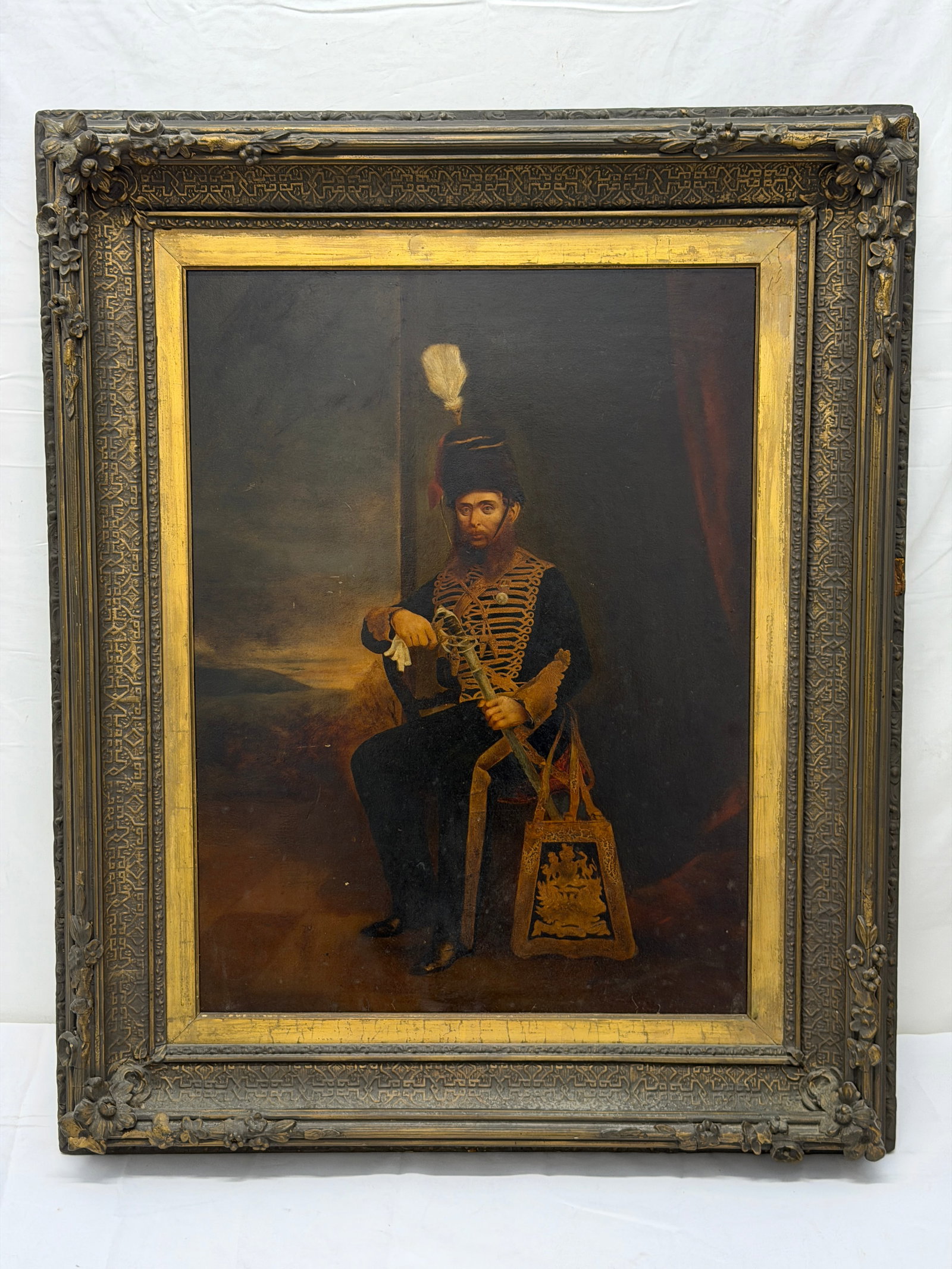 Antique Framed Military Portrait of Hussar Regiment - Framed 27" x 3.5" x 32.5" (1 of 8)