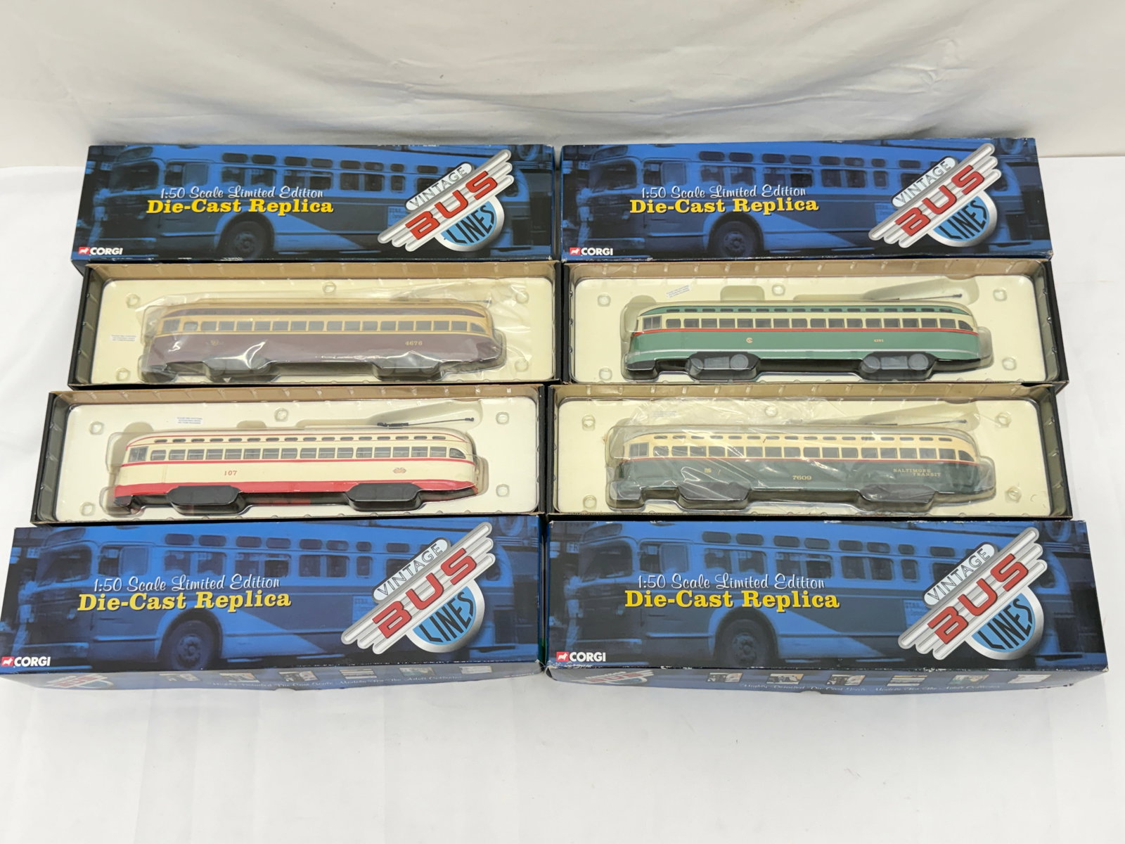 (4)Corgi Diecast PCC Streetcars 1:50 Scale - All Like New with Original Boxes (1 of 4)