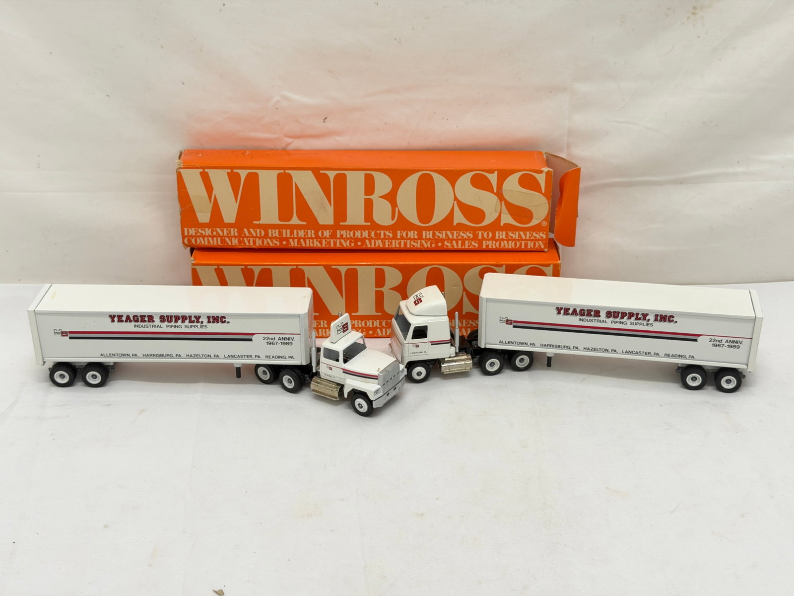 (2)Winross DieCast Trucks - Yeager Supply 22nd Anniversary Trucks with Boxes (1 of 8)