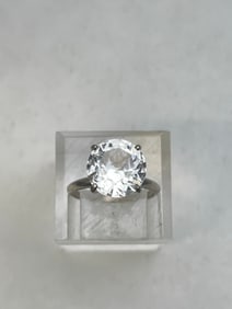 14K Gold White Topaz Ring, Sz 6, TW 3.88g (1 of 5)