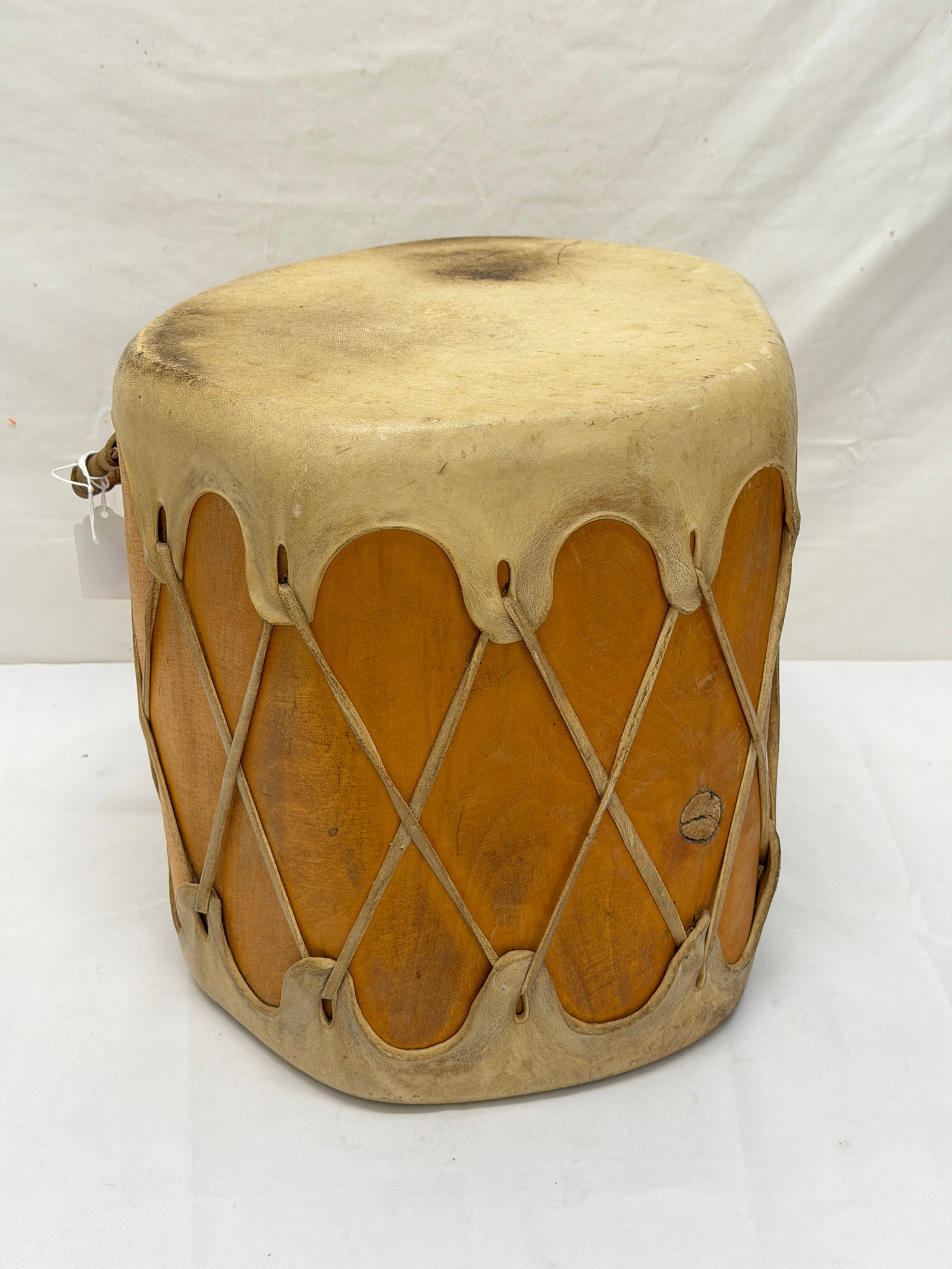 Vintage Native American Pueblo Log Drum 12" x 10" x 11.5" (1 of 5)