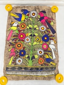 Mexican Folk Art Painting on Amate Bark 18.5'' x 27'' (1 of 5)