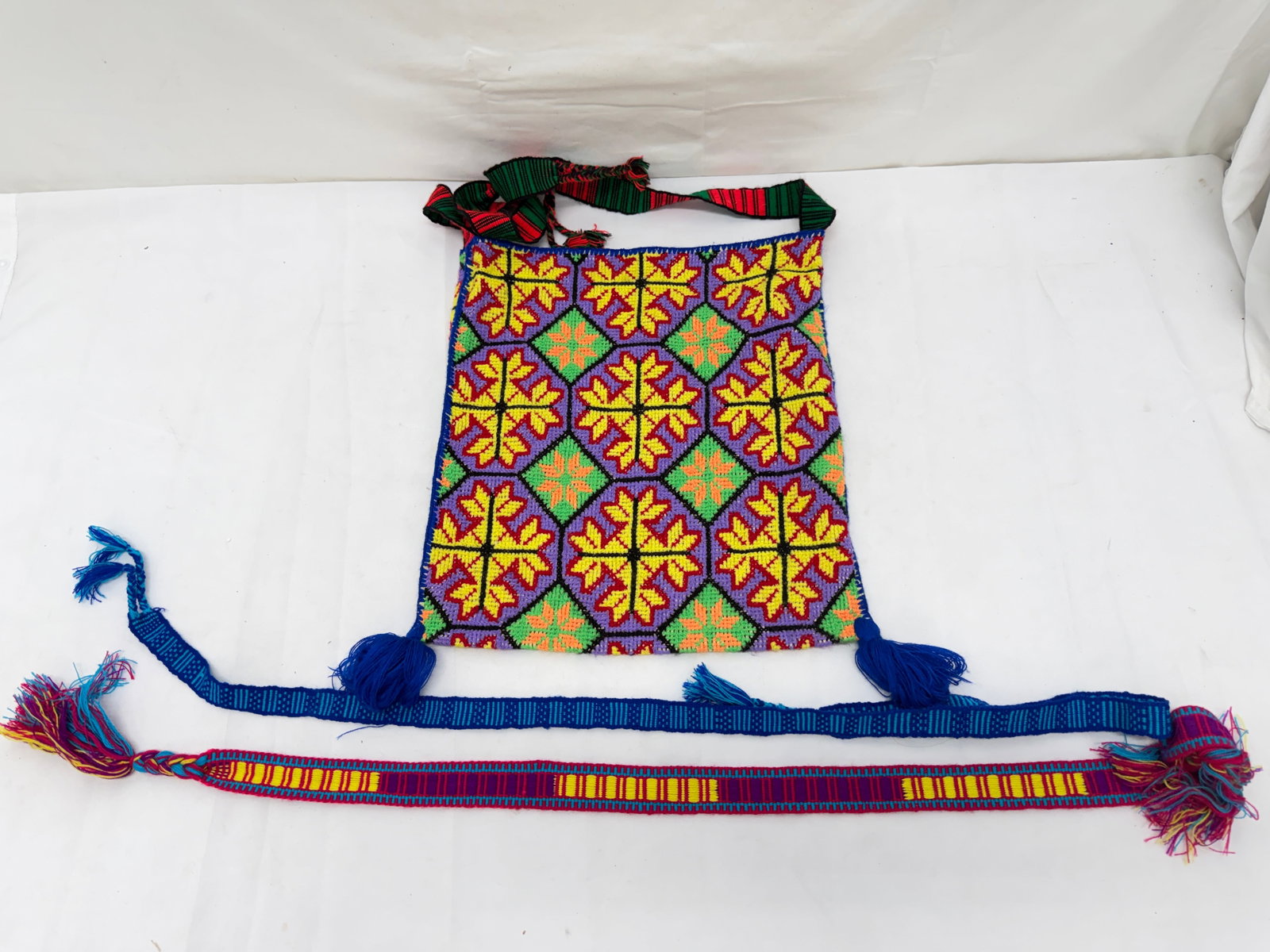 Traditional Huichol Woven Belts + Morral Bag (1 of 5)