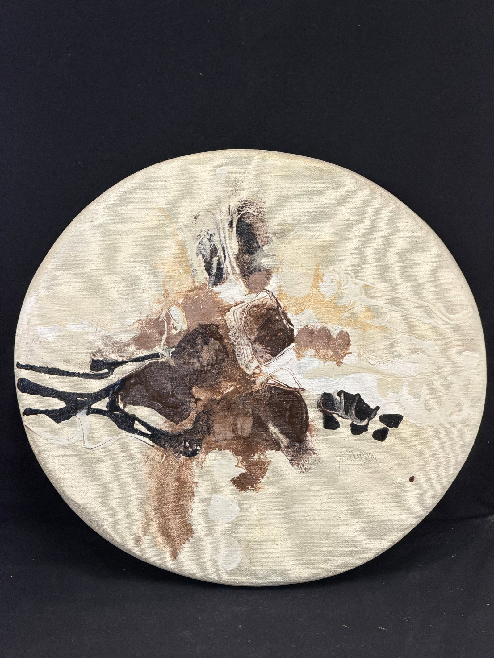 John O. Thomson Signed Original Oil on Canvas 1972 Titled "Round About S.C." - 15.5" (1 of 3)