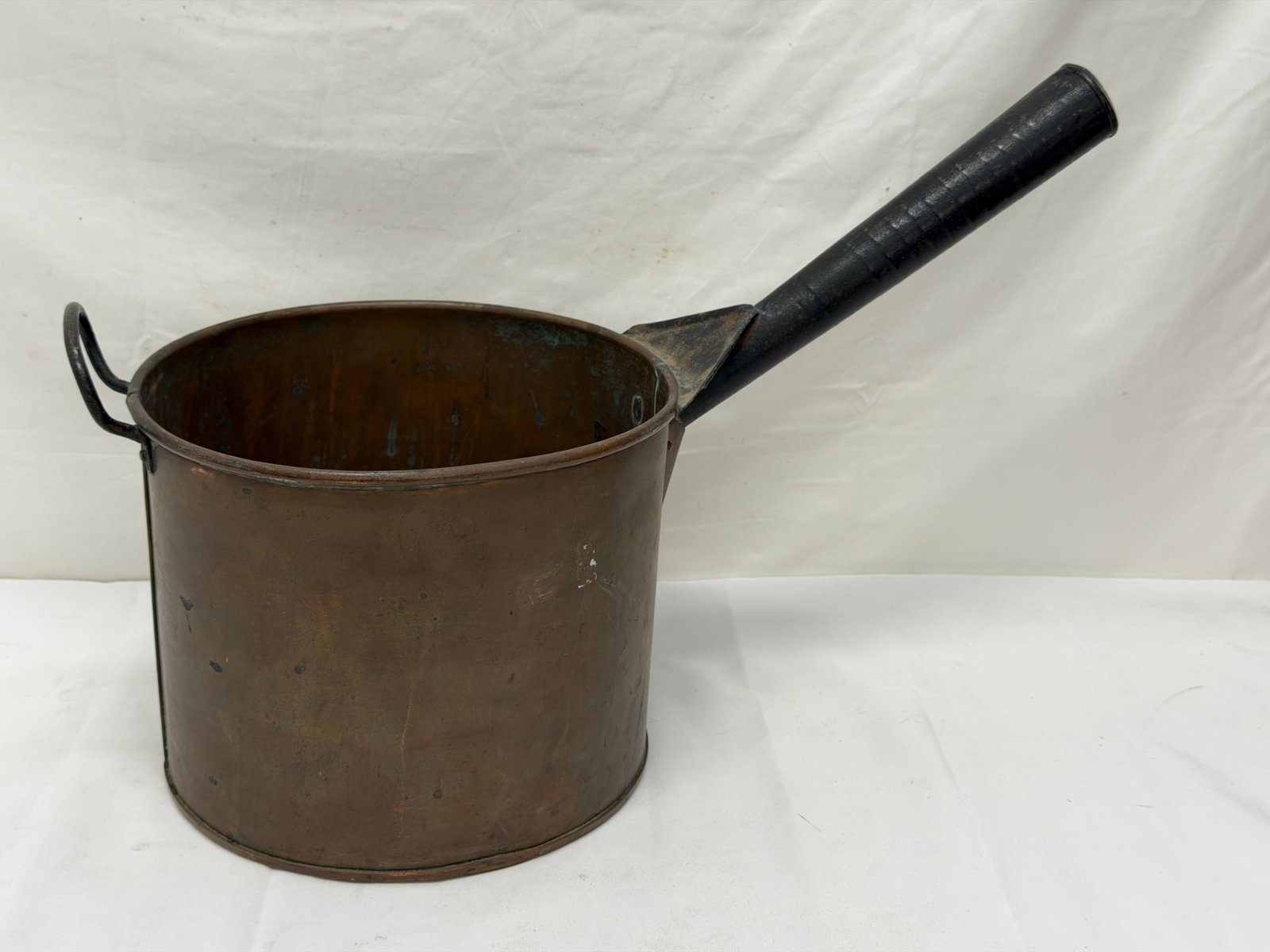 Antique Copper Pot with Iron Handle - Pot 10" x 8.25"T with Handle 20" Wide (1 of 7)