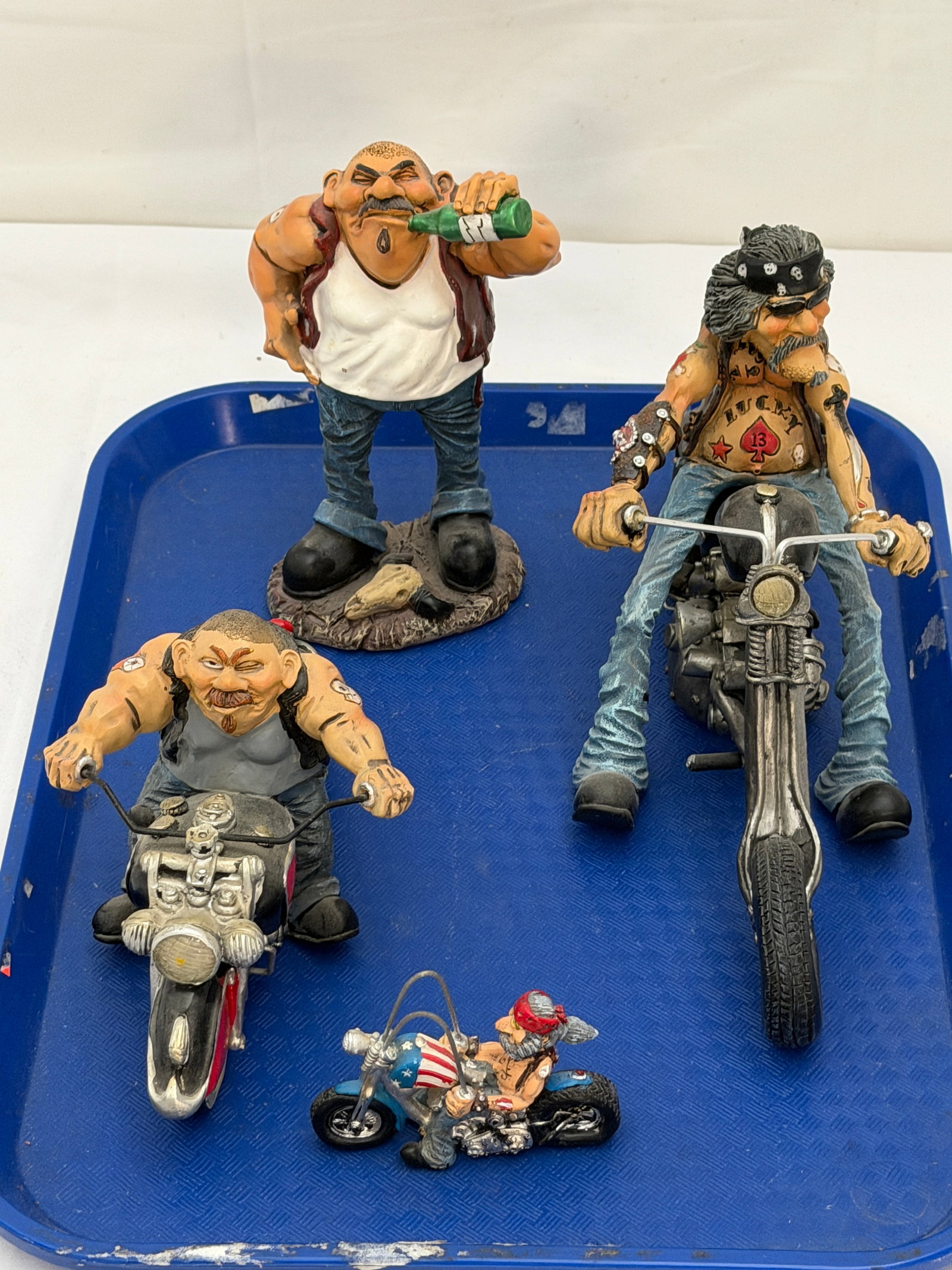 Harley Motorcycle Figures by Warren Nemesis Stratford - Hand Crafted Designs: 10" x 5.5" to 3" x 2"