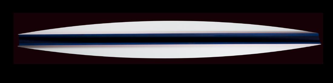 Mantz, Gerhard: Pollux: Gerhard Mantz, 1950 Neu-Ulm Lives in Berlin. Pollux Acrylic, felt and MDF; H 34 cm, W 19 cm, L 305 cm; Signed and dated on the reverse ''Mantz 91''