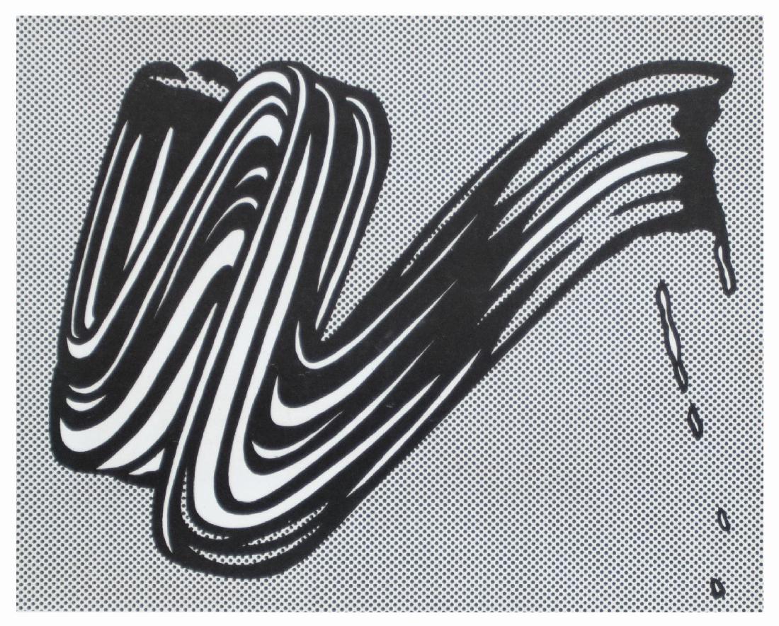 Lichtenstein, Roy: Untitled (Brushstroke): Roy Lichtenstein, New York 1923 - 199 Untitled (Brushstroke) Screenprint on strong paper; H 220 mm, W 273 mm; as invitation card, verso inscribed ''Cover: Roy Lichtenstein 'Untitled' Serigraph'' and w