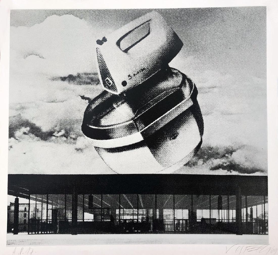 VOSTELL, WOLF: Wolf Vostell 1932 Leverkusen - 1998 Berlin Neue Nationalgalerie Berlin Silkscreen on paper; H 462 mm, W 500 mm; signed and dated lower right ''Vostell 69''; designated lower left ''A.P. 17''; Addition